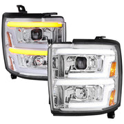 2015-2019 Chevy Silverado 2500HD/3500HD LED Signal Projector Headlights Chrome