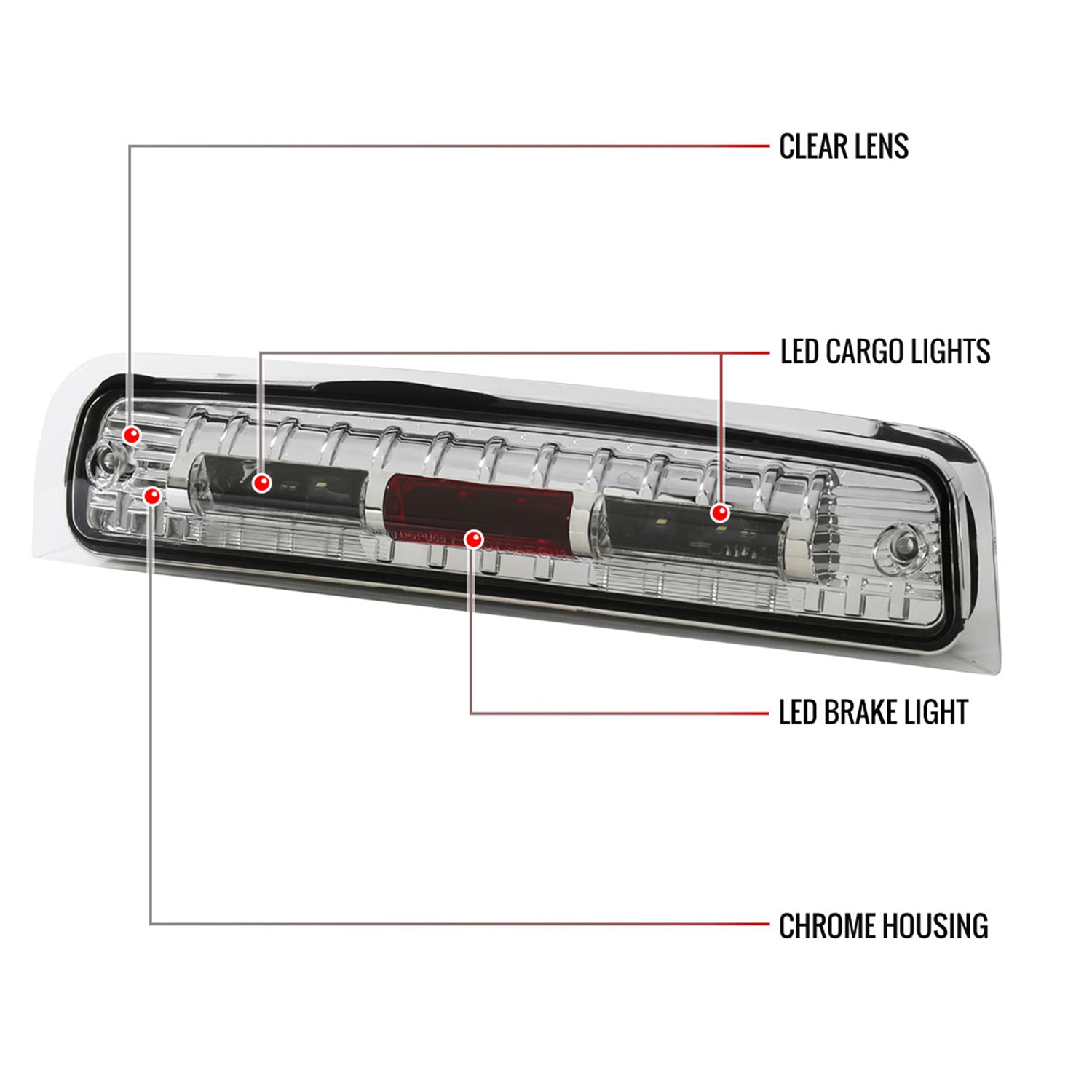 2009-2013 Dodge RAM SMD LED 3rd Brake Light Chrome Housing/Clear Lens