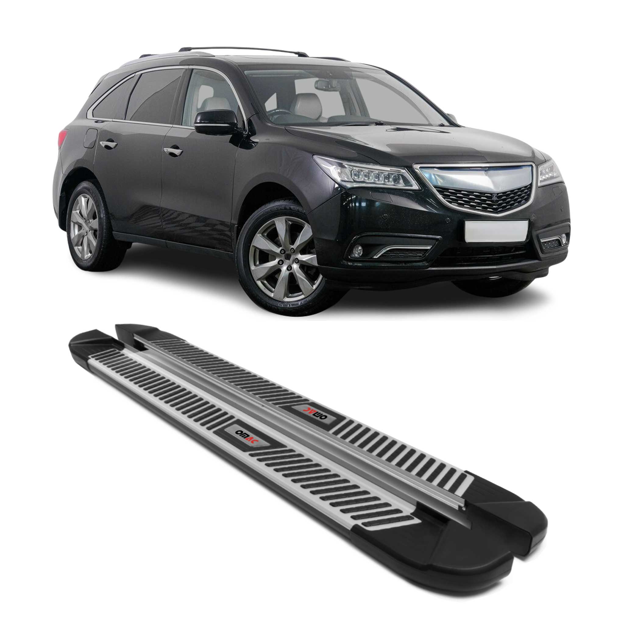 2014-2020 Acura MDX Running Boards Side Steps Silver & Black