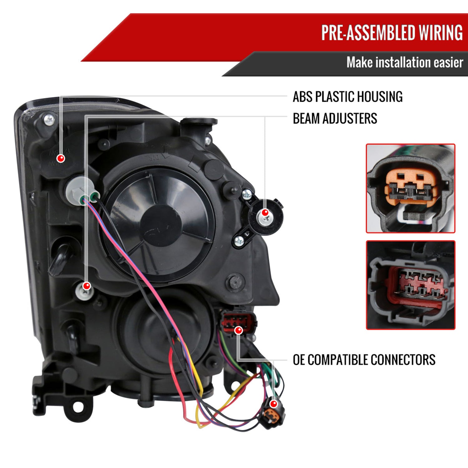 2003-2005 Infiniti G35 Coupe Factory Style Headlights Matte Black/Clear Lens