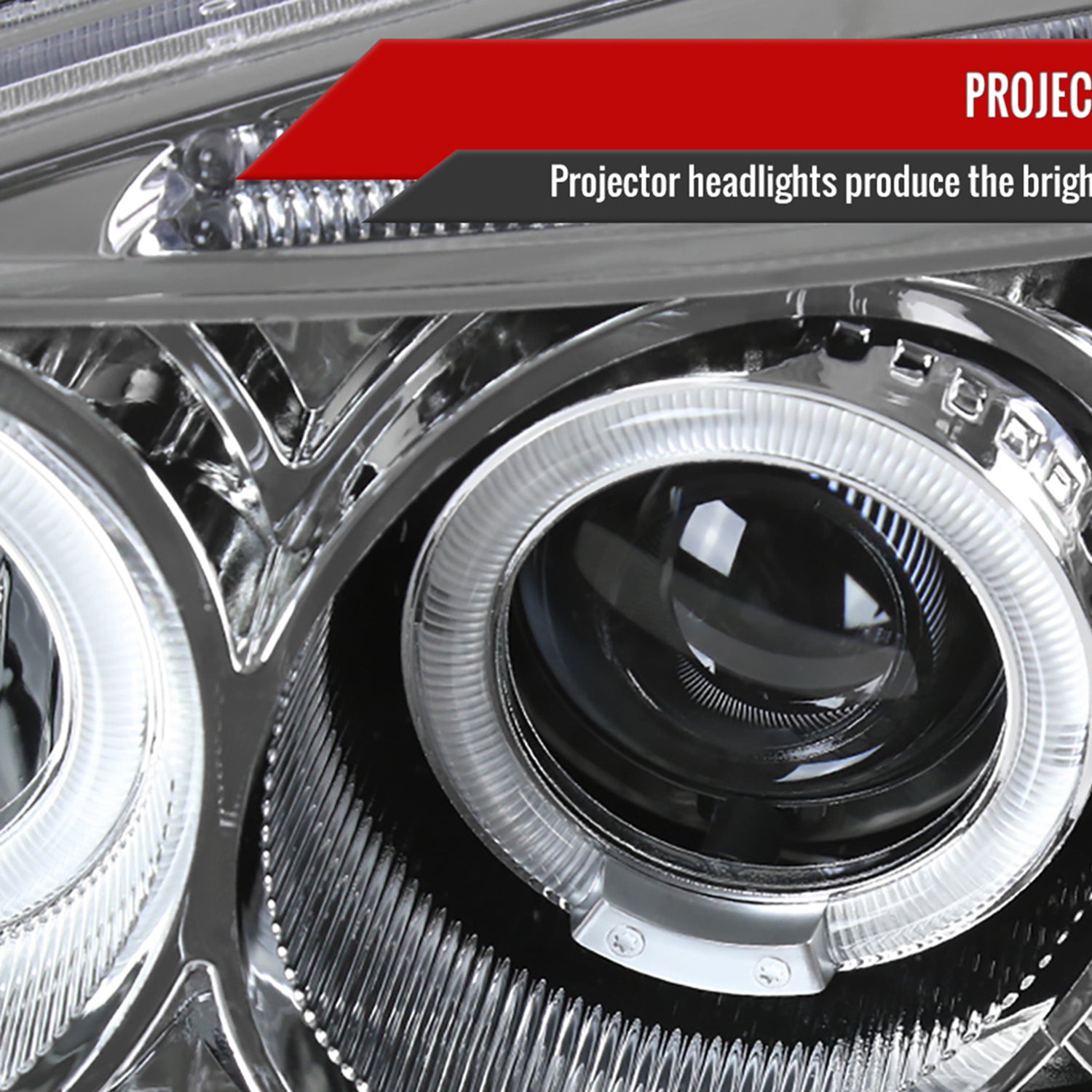 2001-2003 Honda Civic Dual Halo Projector Headlights Chrome/Clear Lens