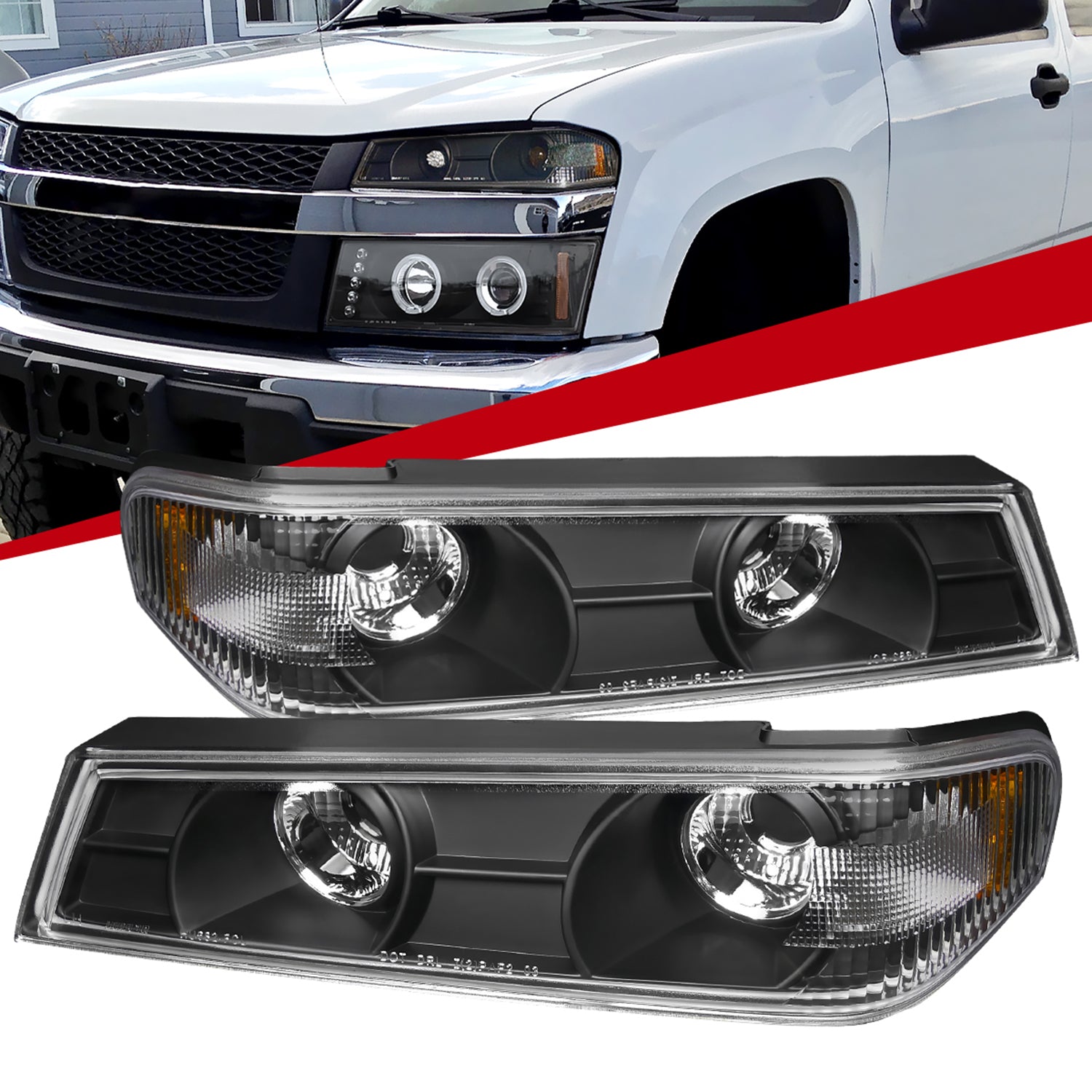 2004-2012 Chevy Colorado GMC Canyon Corner Lights Matte Black/Clear Lens