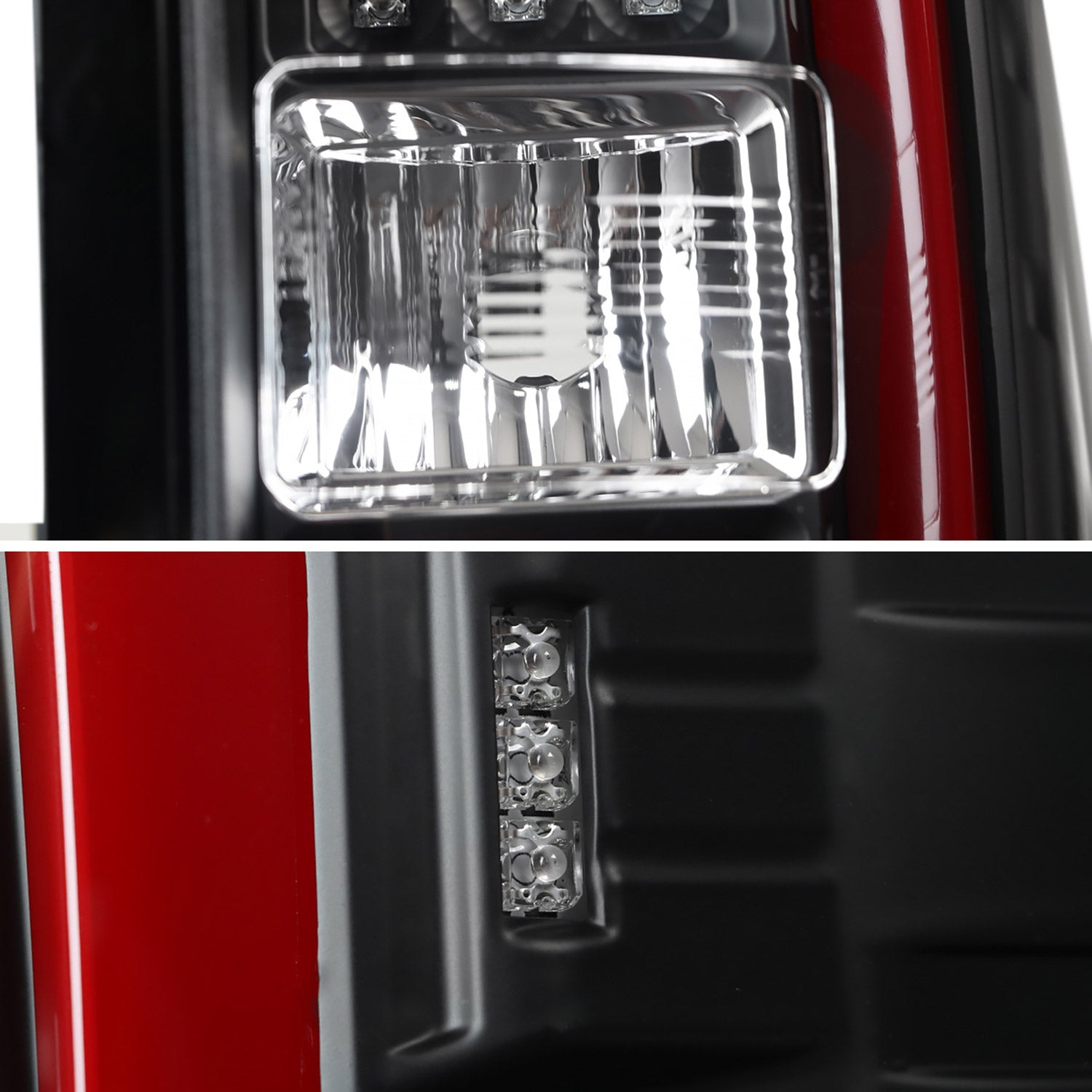 2014-2018 GMC Sierra 1500/2500HD/3500HD Red Bar LED Tail Lights Black/Clear