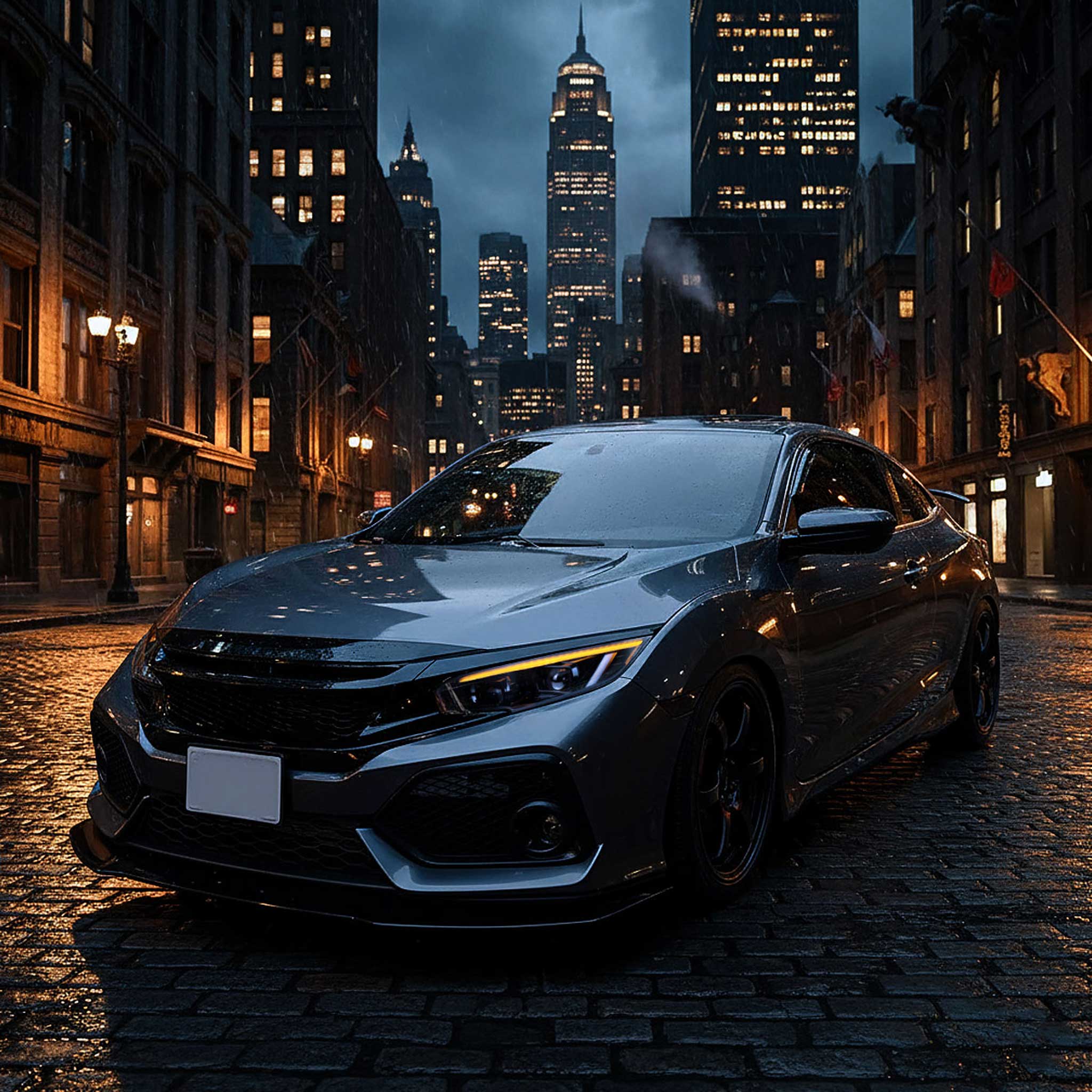 For Honda Civic 2016-2021 Full LED Projector Headlights Sequential DRL Black Smoked Lens Glossy