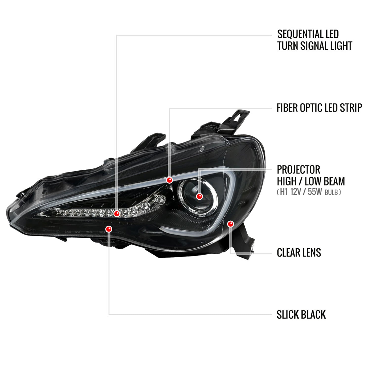 2012-2017 Scion FRS/ Toyota 86 LED Bar Headlights Signal Lights Black