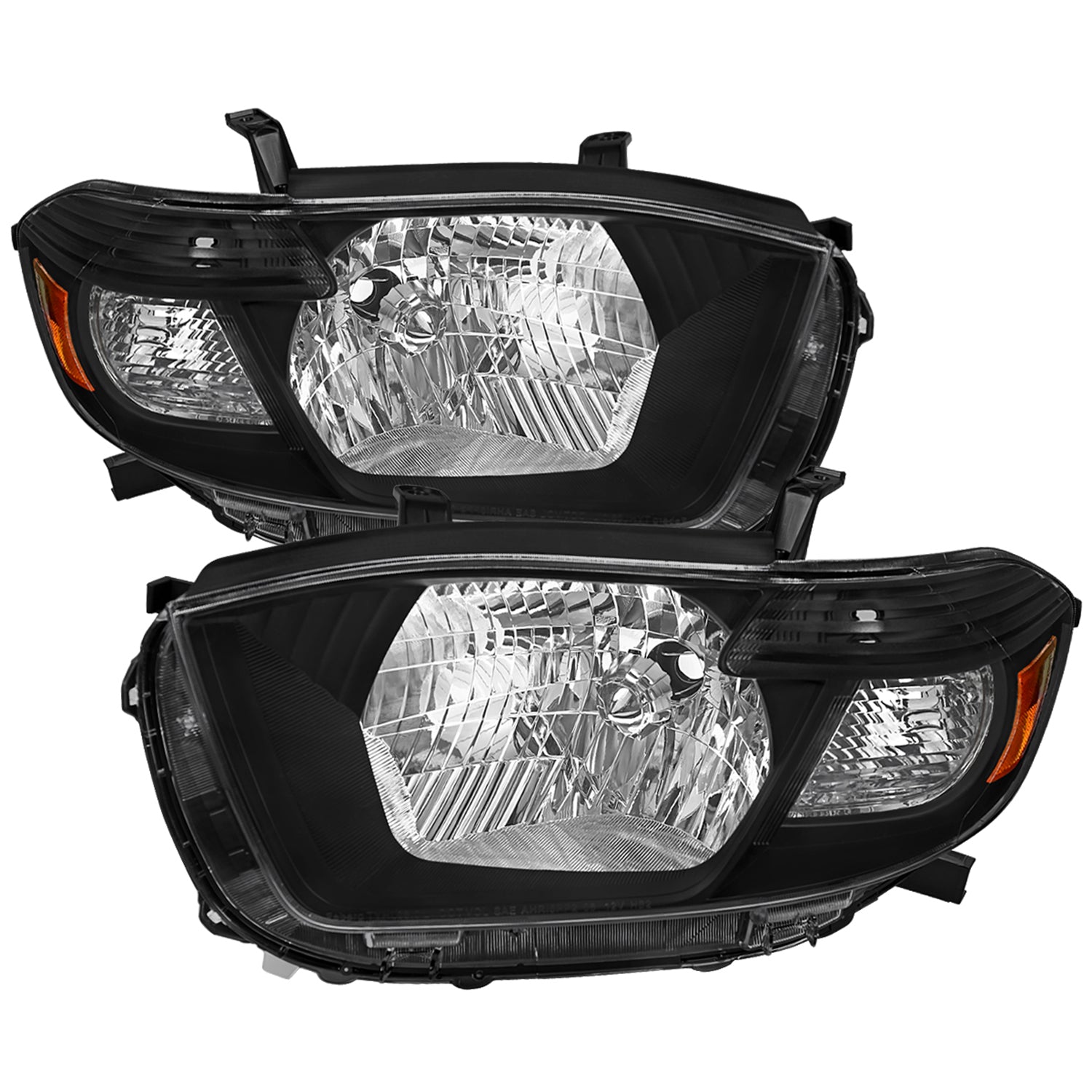 2008-2010 Toyota Highlander Factory Halogen Replacement Headlights Matt Black