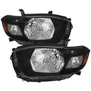 2008-2010 Toyota Highlander Factory Halogen Replacement Headlights Matt Black