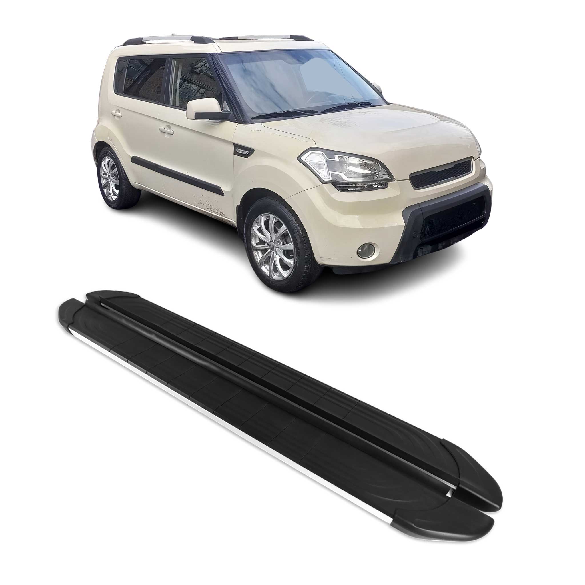 2010-2013 Kia Soul Running Boards Side Steps Silver & Black