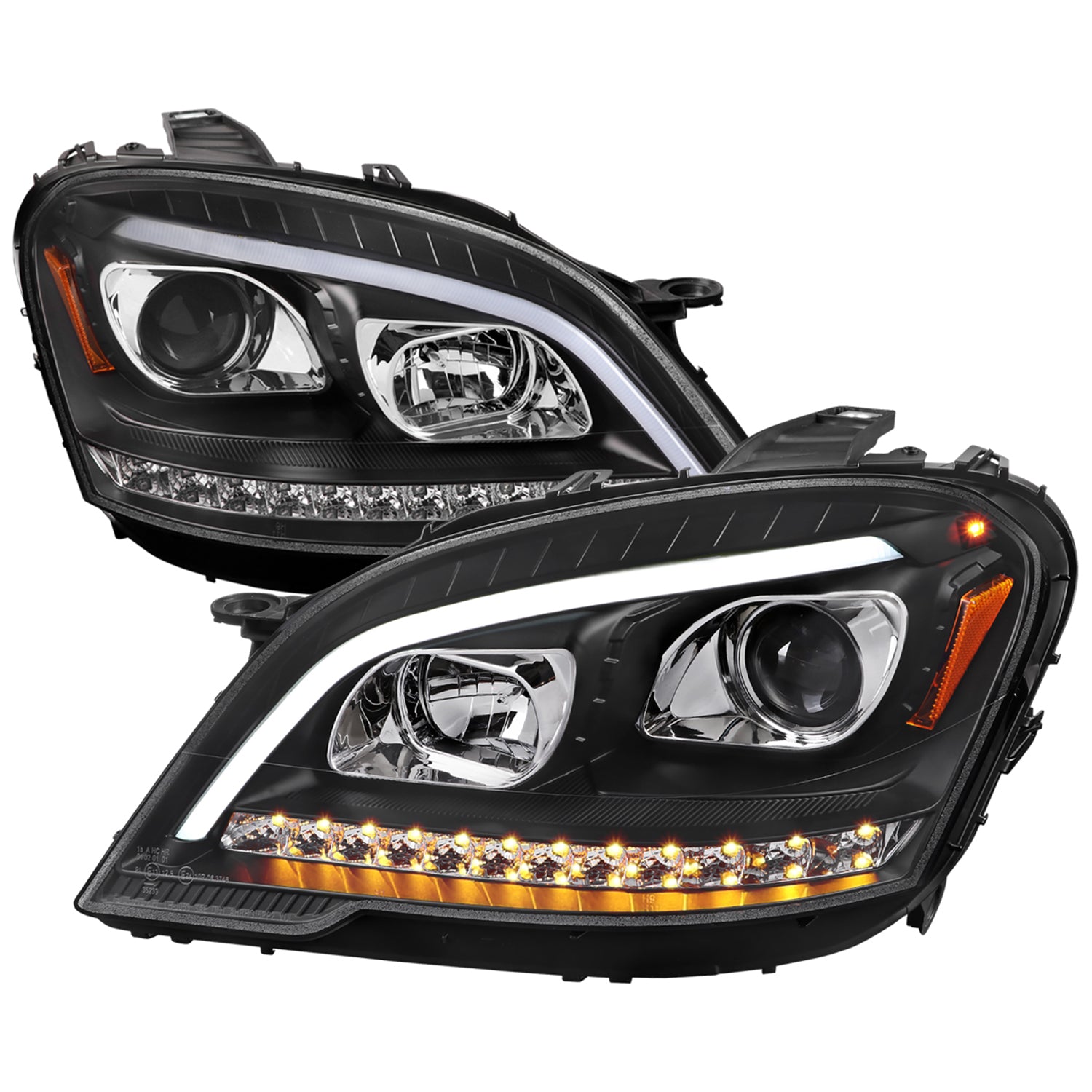 2009-2011 Mercedes W164 ML-Class LED Sequetial Signal Headlights Matte Black