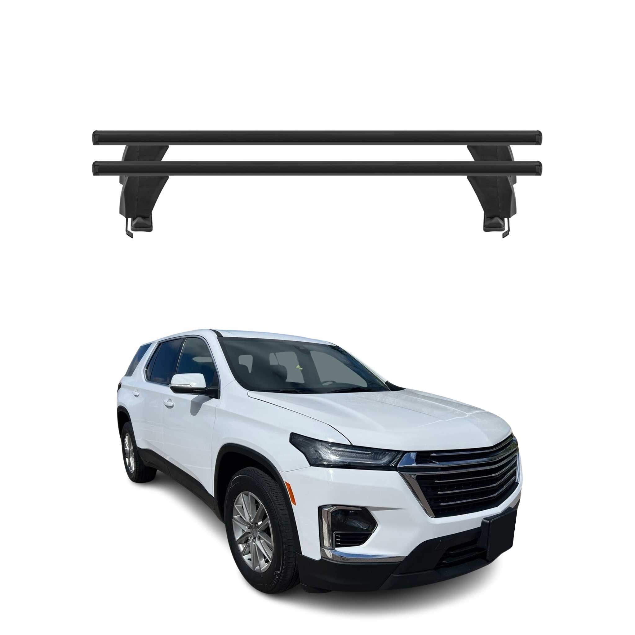 Top Roof Racks Cross Bars fits Chevrolet Traverse 2018-2024 2Pcs Black Aluminium