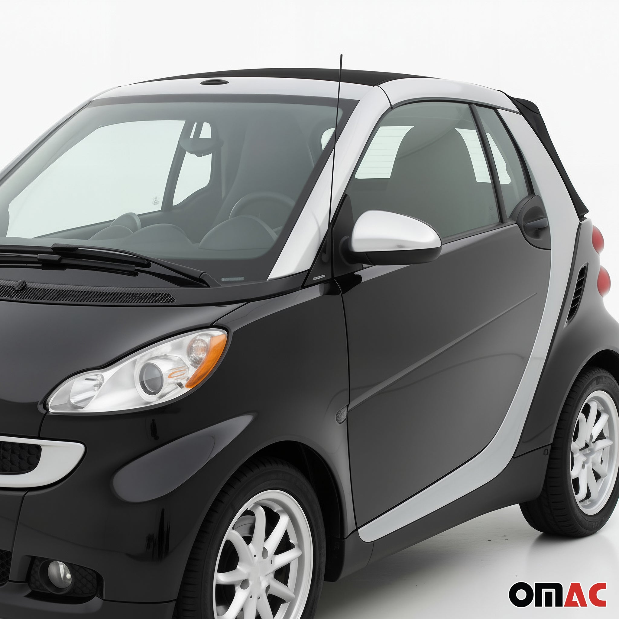 2007-2015 Smart ForTwo Side Mirror Cover Caps Stainless Steel Silver 2 Pcs