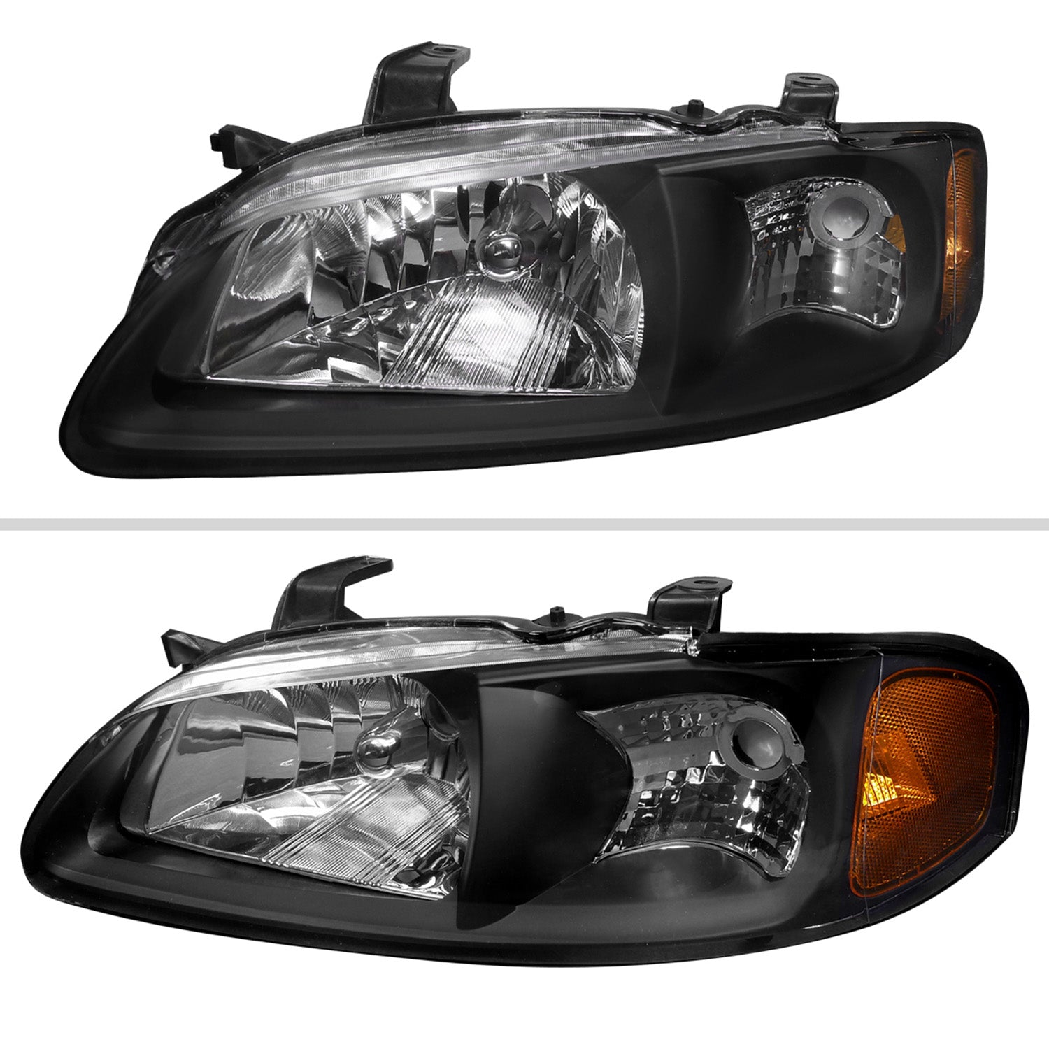 2000-2003 Nissan Sentra Factory Style Crystal Headlights Matte Black/Clear
