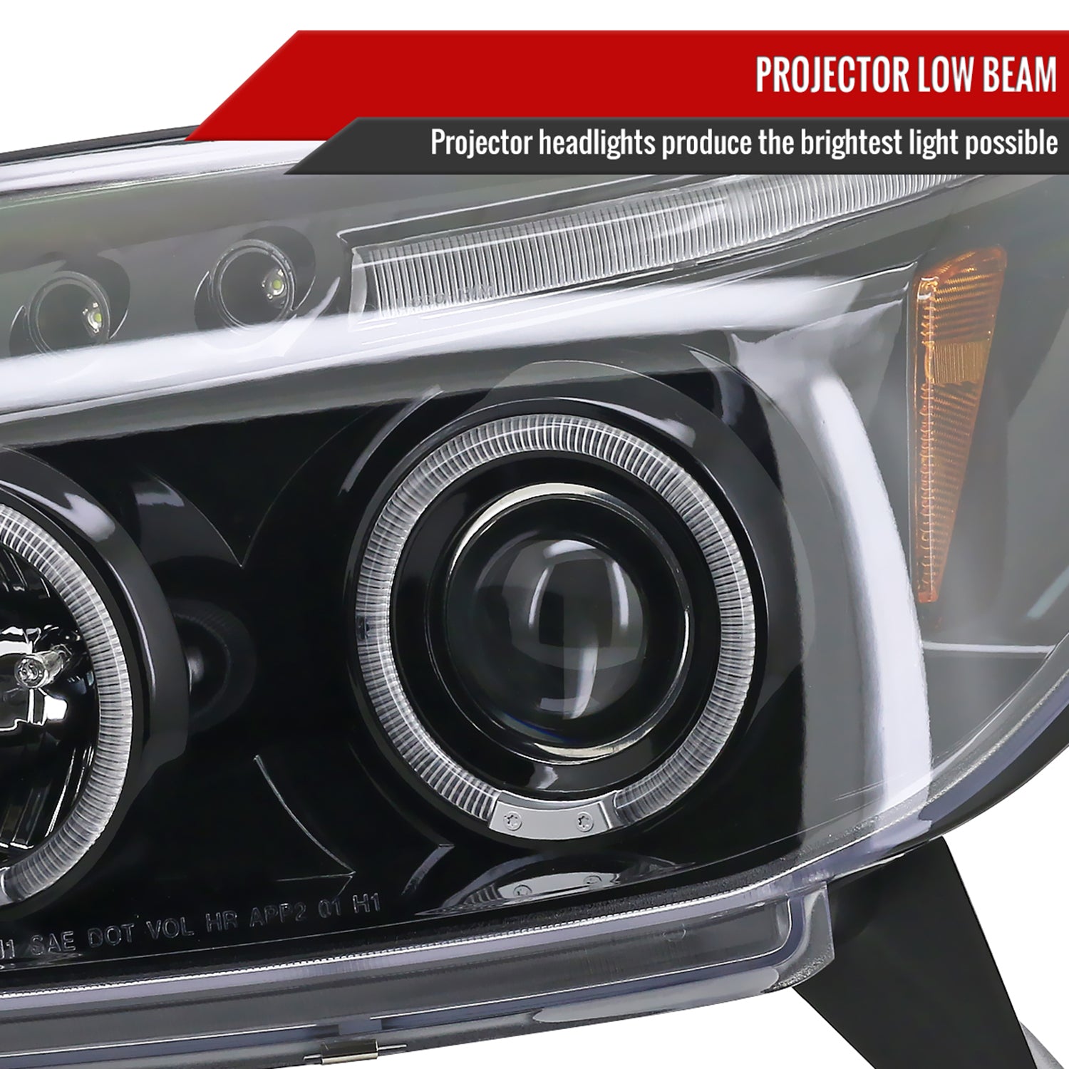 2003-2005 Toyota 4Runner Dual Halo Projector Headlights Jet Black/Clear Lens
