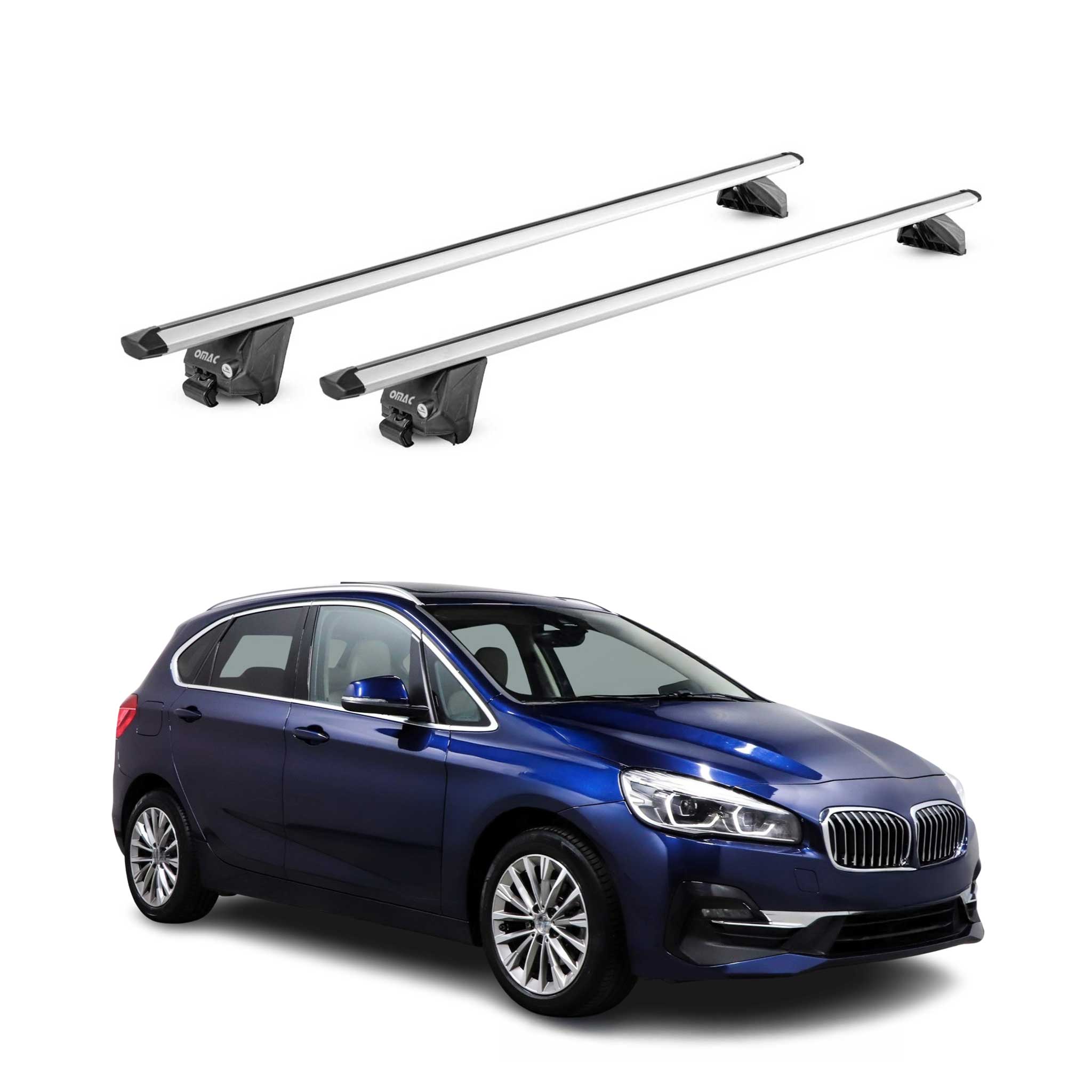 Roof Rack Cross Bars for BMW 2 Series F45 Active Tourer 2014-2021 Alu Grey 2Pcs