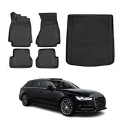 2013-2016 Audi A6 Avant Allroad Floor Mats & Cargo Liner Full Set All Weather Black