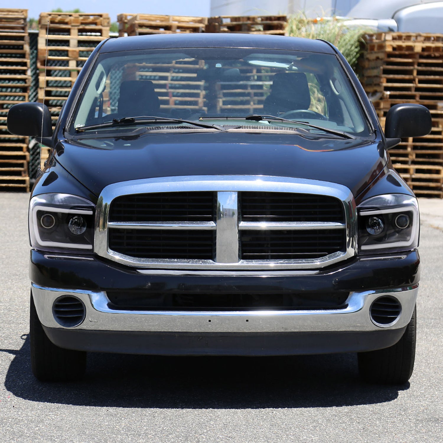 2006-2008 Dodge RAM 1500/ 06-2009 2500 3500 LED Projector Headlights Jet Black