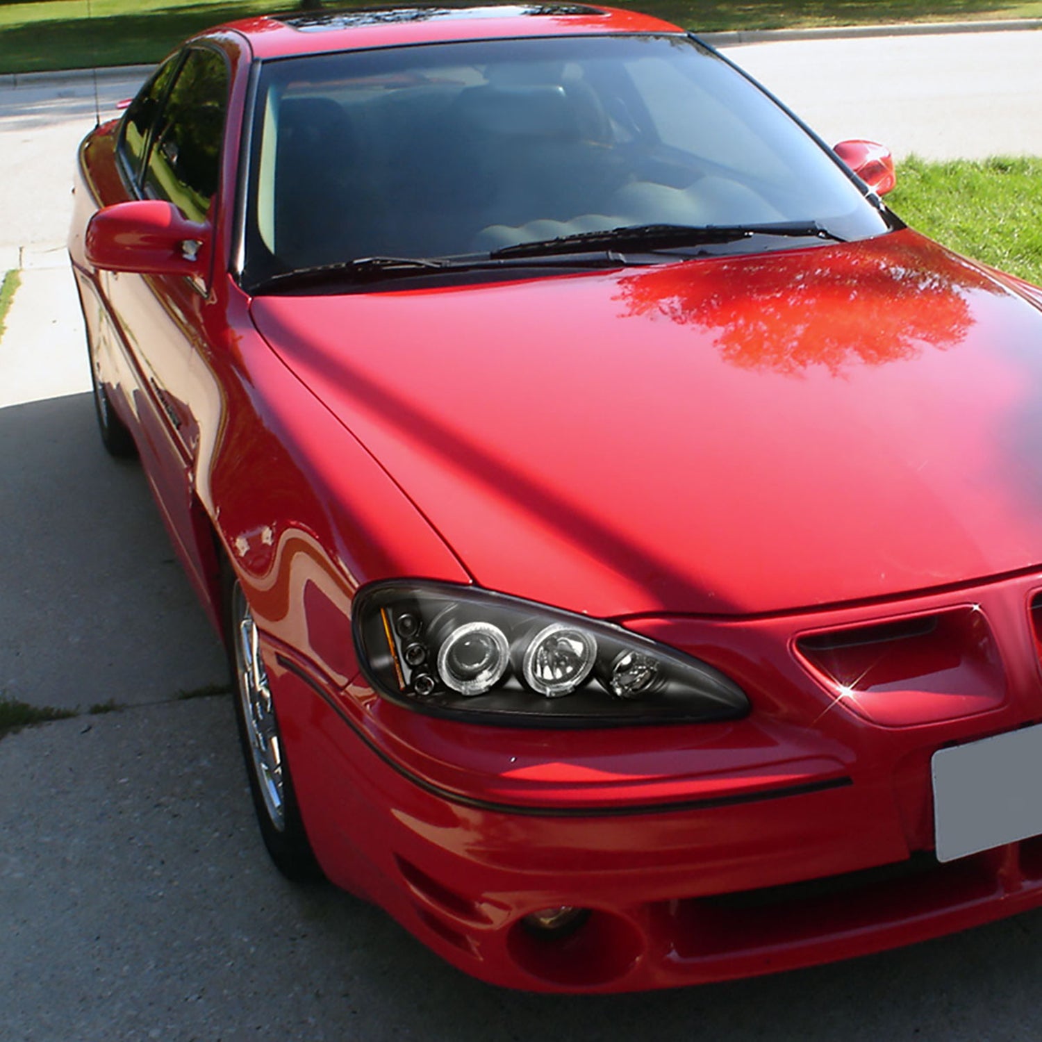 1999-2005 Pontiac Grand AM Dual Halo Projector Headlights Matte Black/Clear