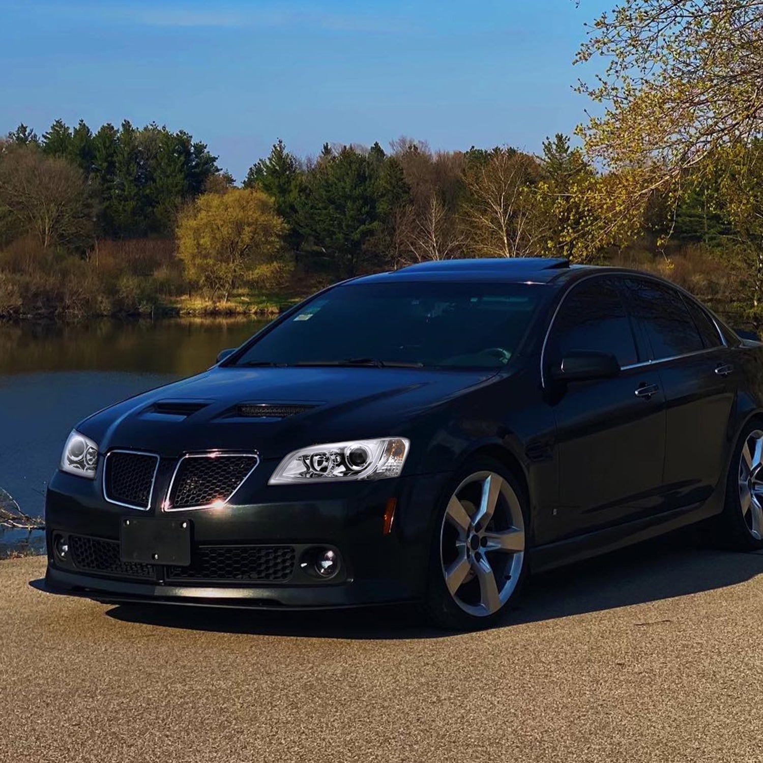 2008-2009 Pontiac G8 LED Bar Projector Headlights Chrome Housing/Clear Lens