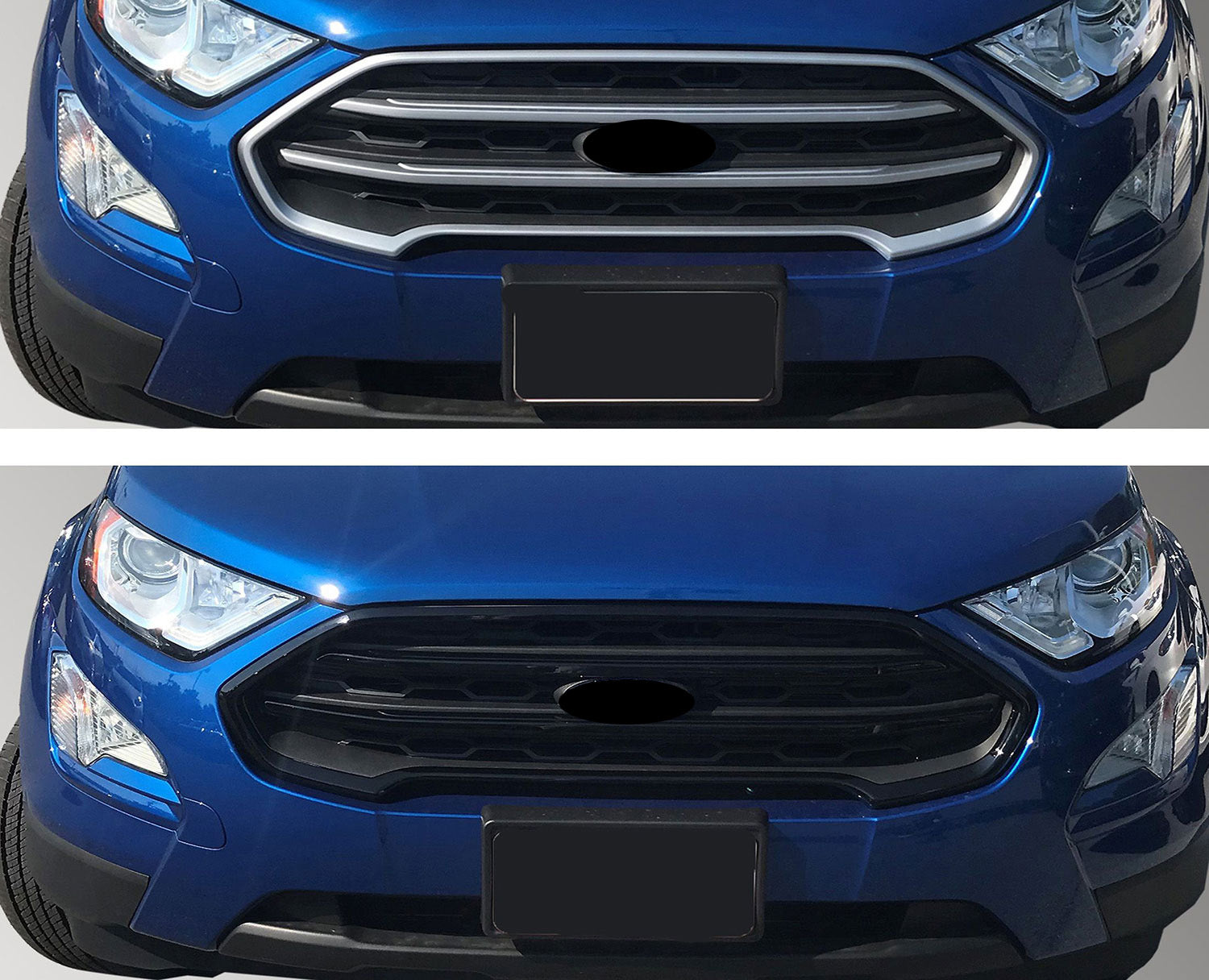 2018-2022 Ford Ecosport Grille Overlay Gloss Black 3Pcs ABS Plastic