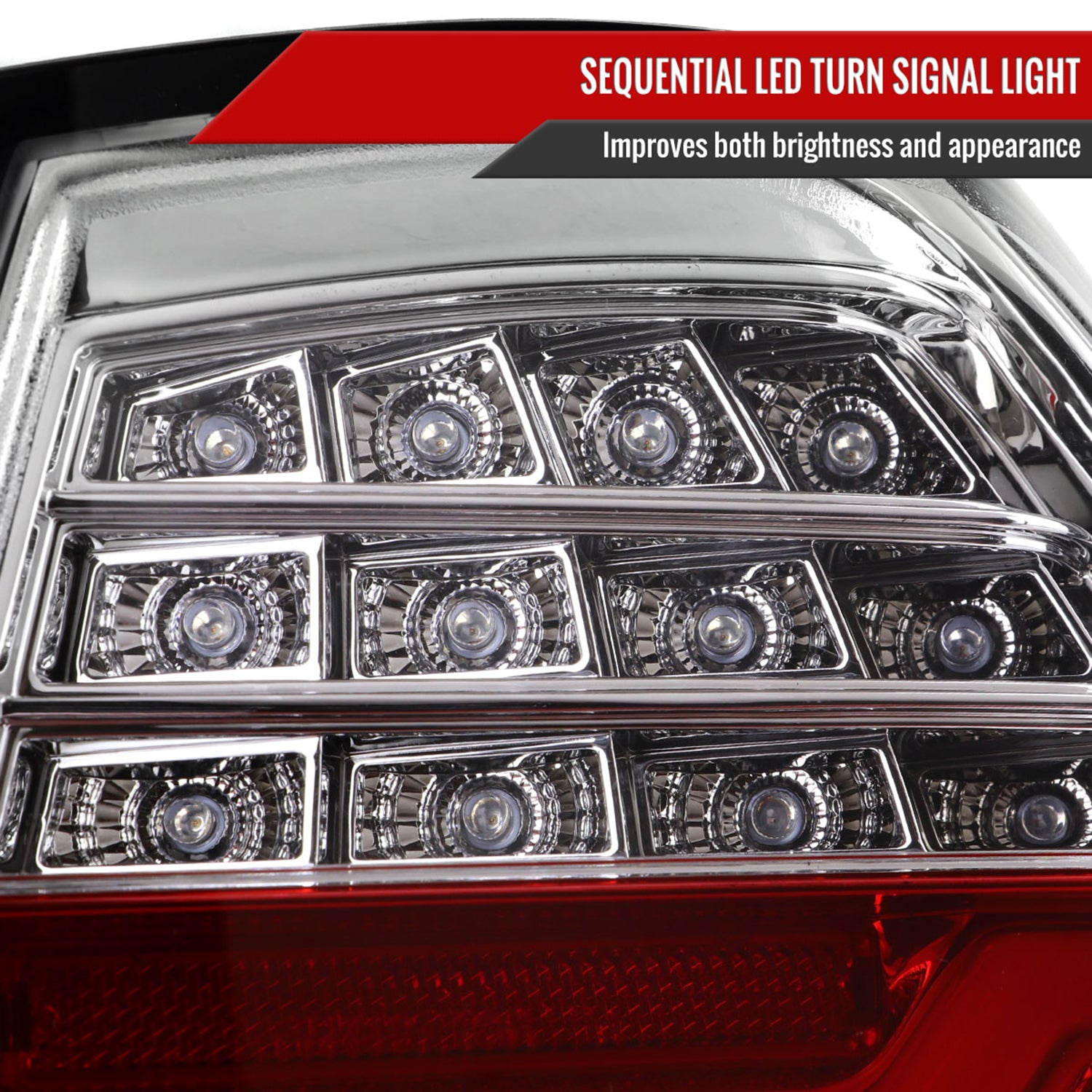 2009-2011 BMW E90 3-Series 4Dr Sedan Red LED Tail Light Chrome/Red Clear Lens