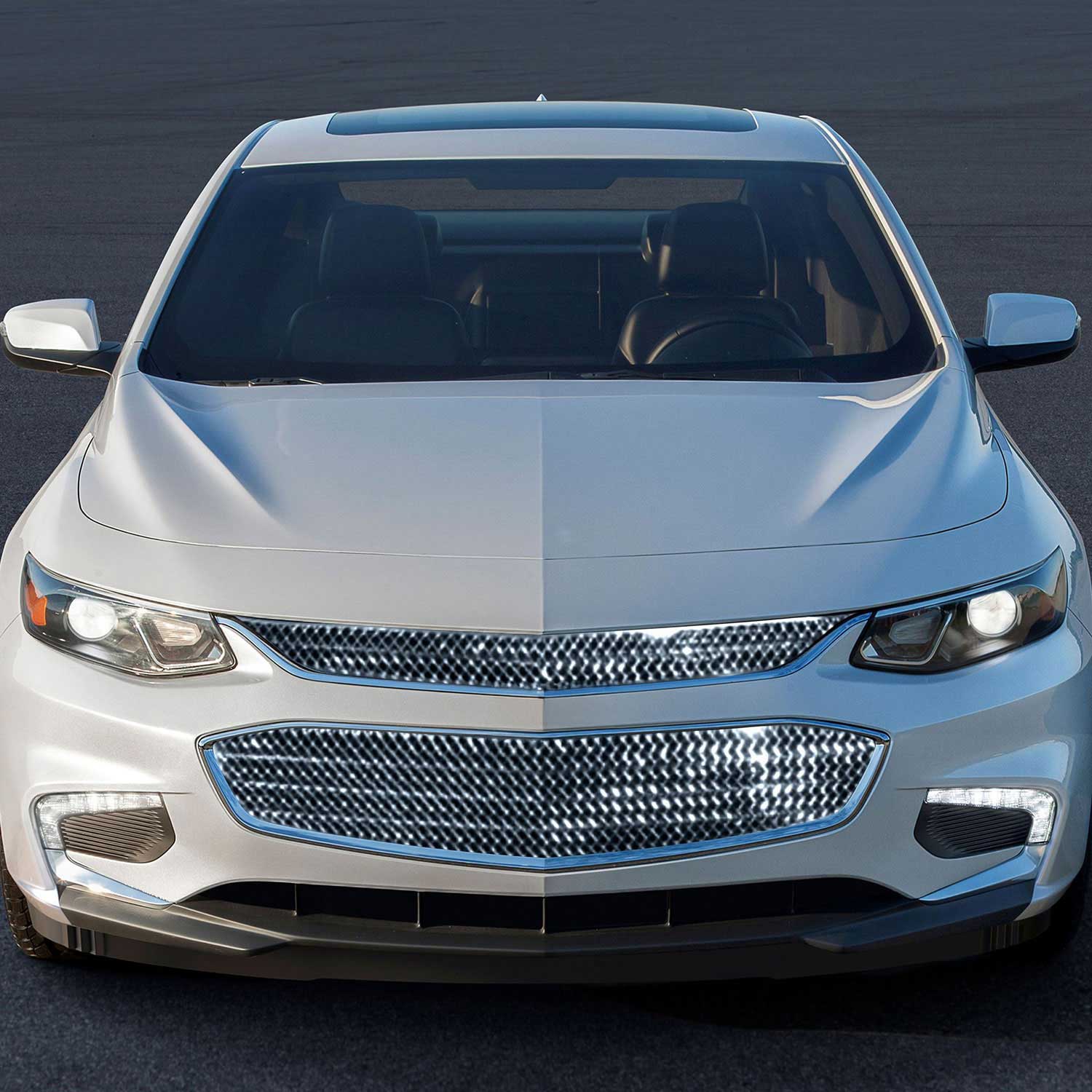 2016-2018 Chevrolet Malibu Grille Overlay Chrome 2Pcs ABS Plastic