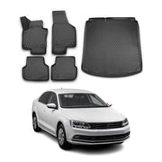 2011-2018 VW Jetta A6 Hybrid Floor Mats & Cargo Liner Full Set All Weather Black