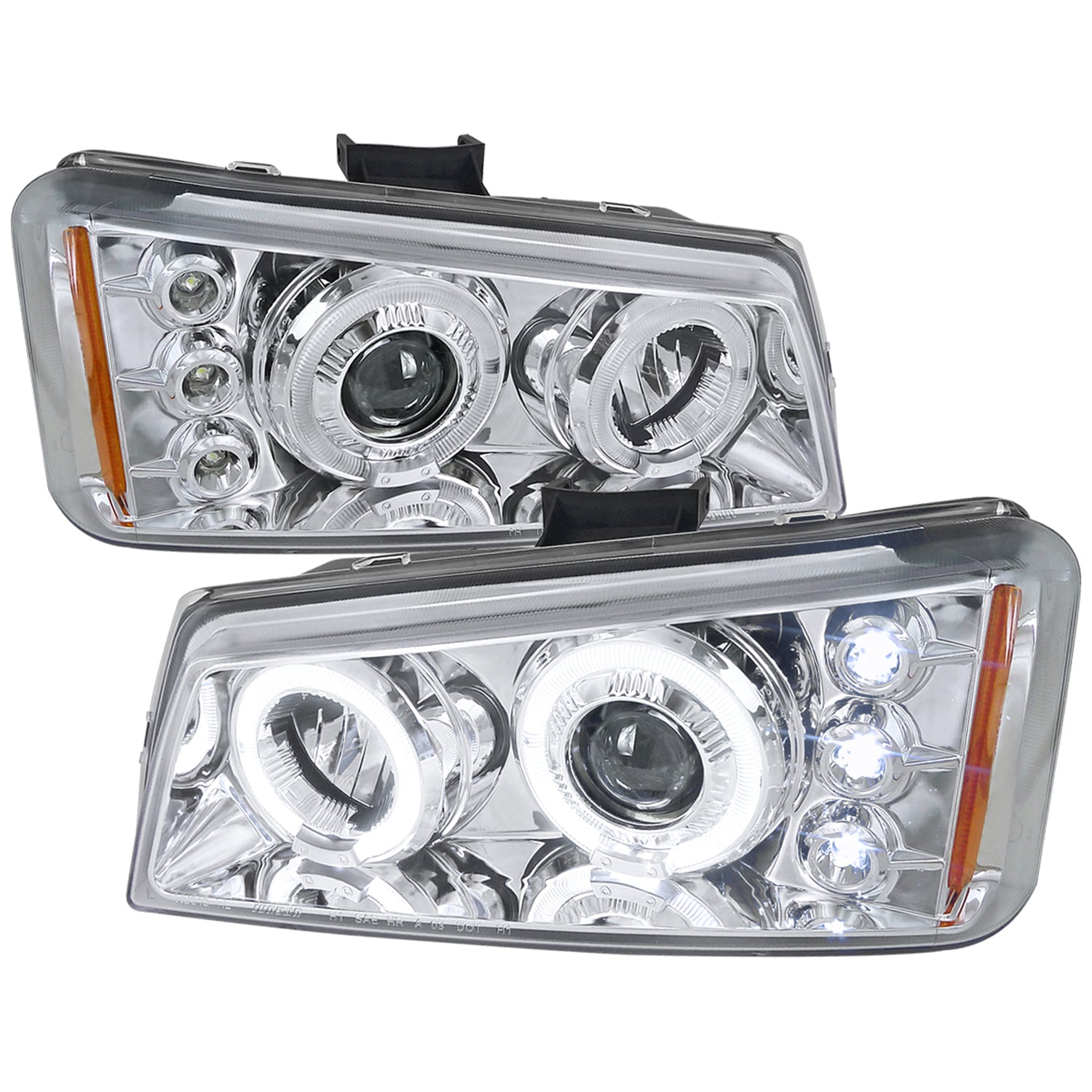 2002-2006 Chevy Avalanche/ 03-2007 Silverado Dual Halo Headlights Chrome