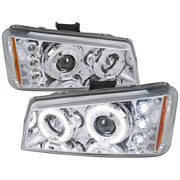 2002-2006 Chevy Avalanche/ 03-2007 Silverado Dual Halo Headlights Chrome