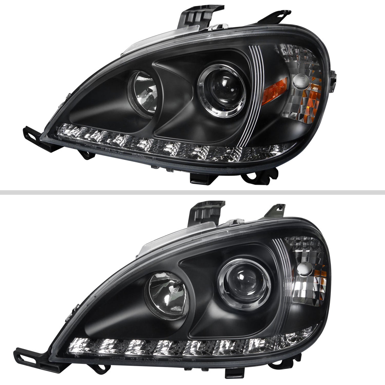 2002-2005 Mercedes Benz W163 ML Class Projector Headlights SMD LED Light Black