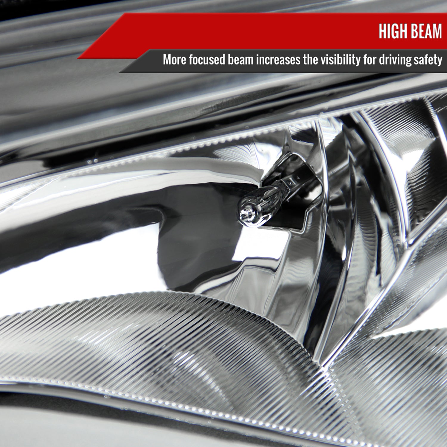 2012-2014 Ford Focus Factory Style Headlights w/ Amber Reflectors Chrome/Clear