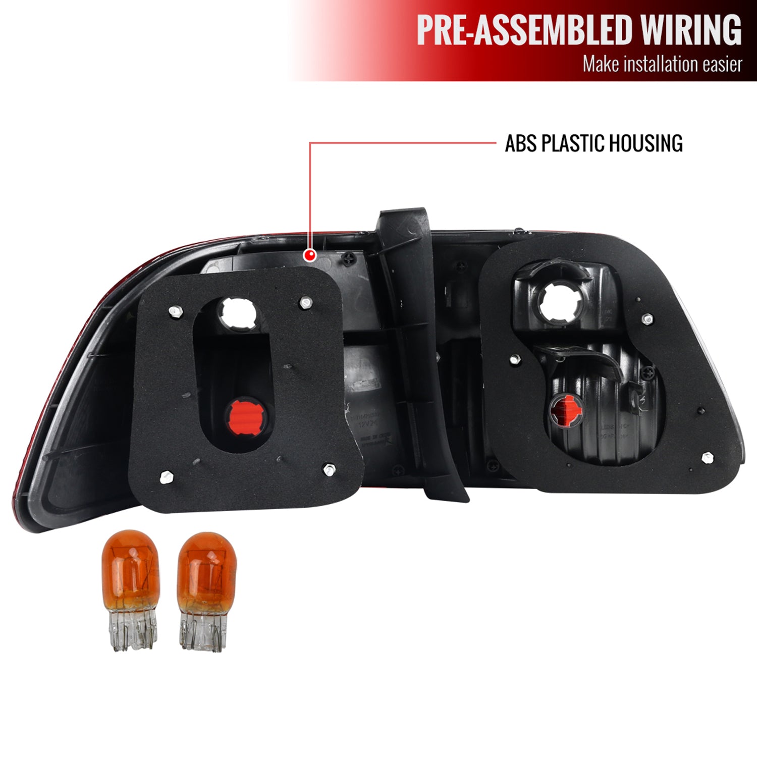 1999-2000 Honda Civic Sedan Tail Lights Chrome Housing/Red Smoke Lens