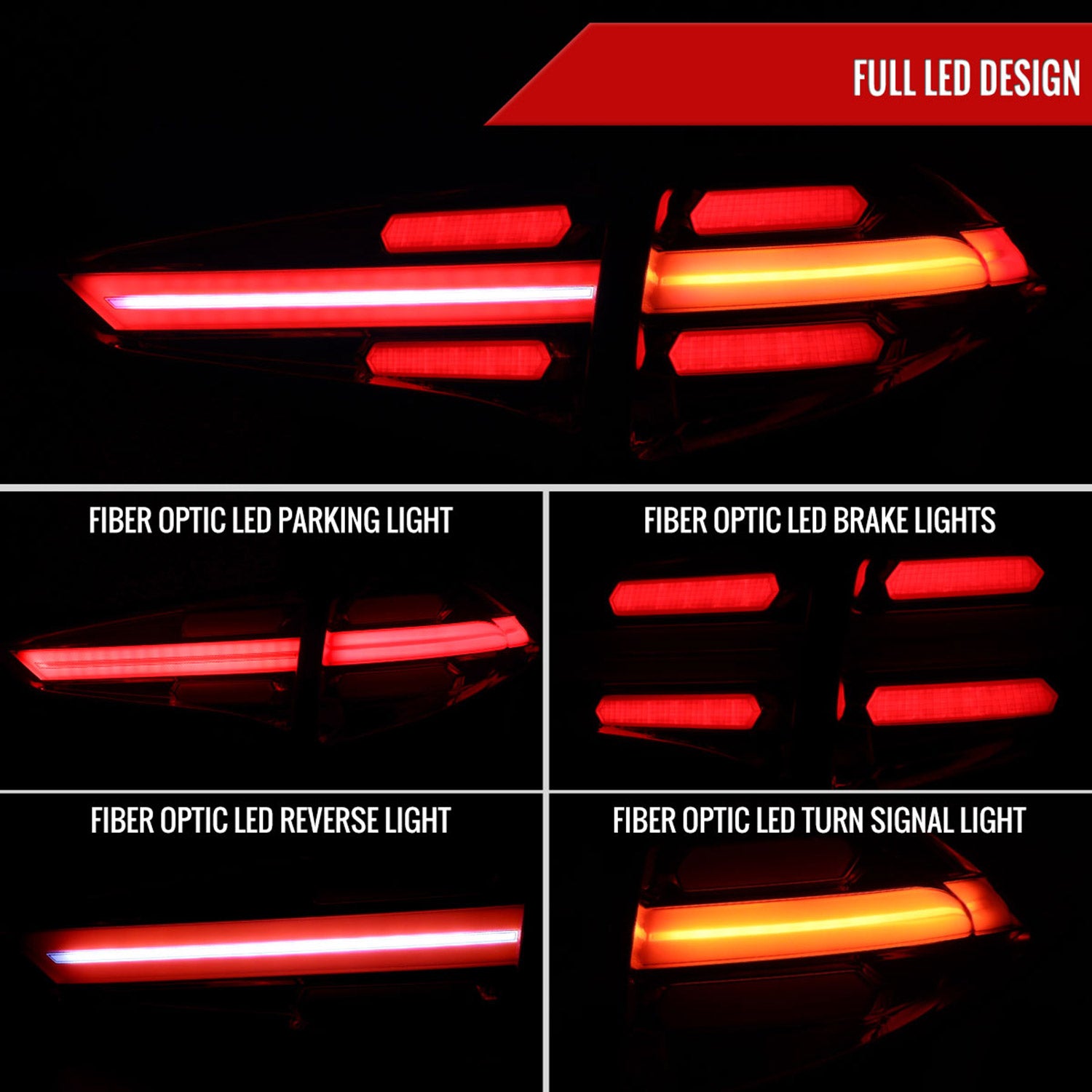 2016-2018 Hyundai Tucson LED Bar Tail LightsChrome Housing/Red Lens