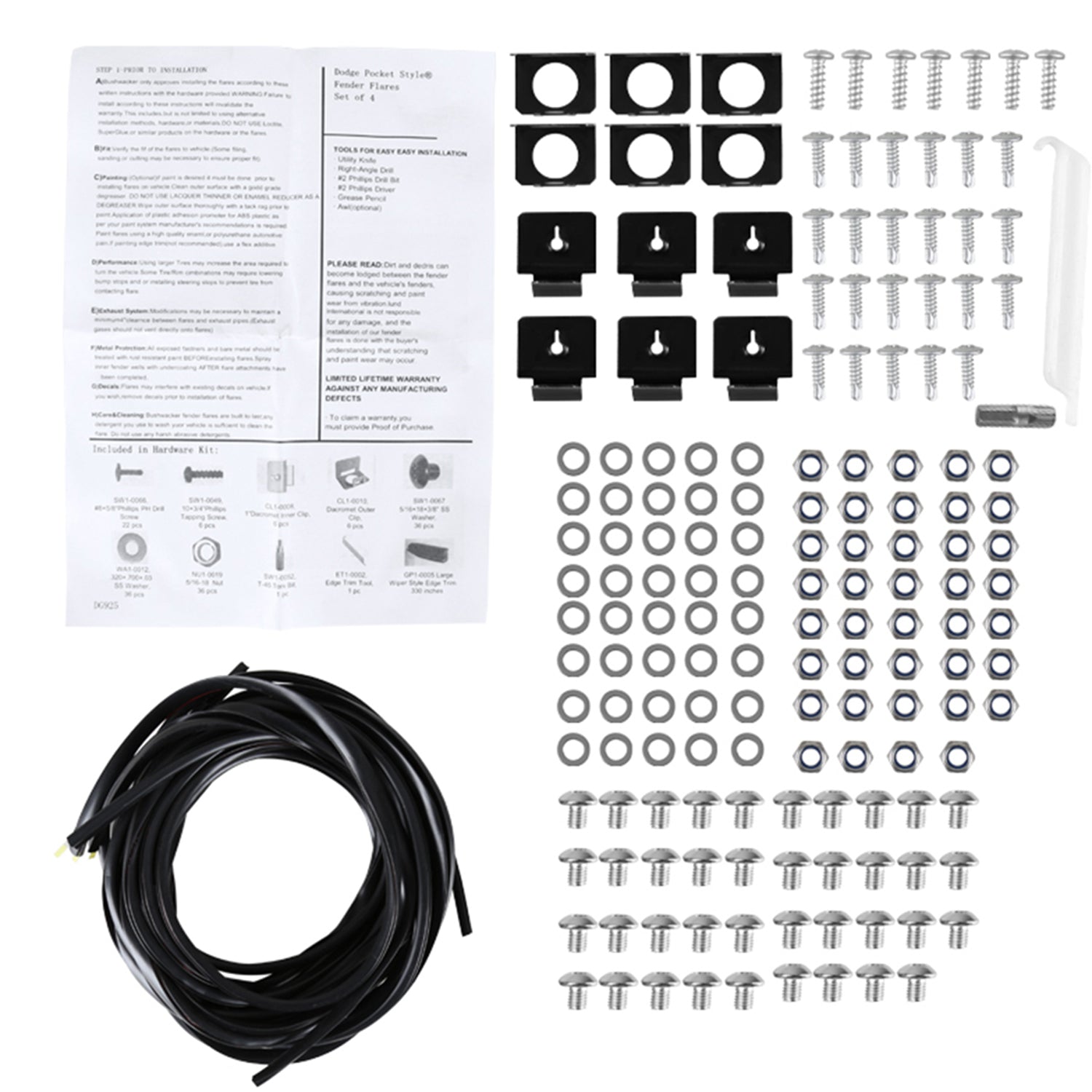 1994-2001 Dodge RAM 1500 2500 3500 Textured Rivet Style Fender Flares