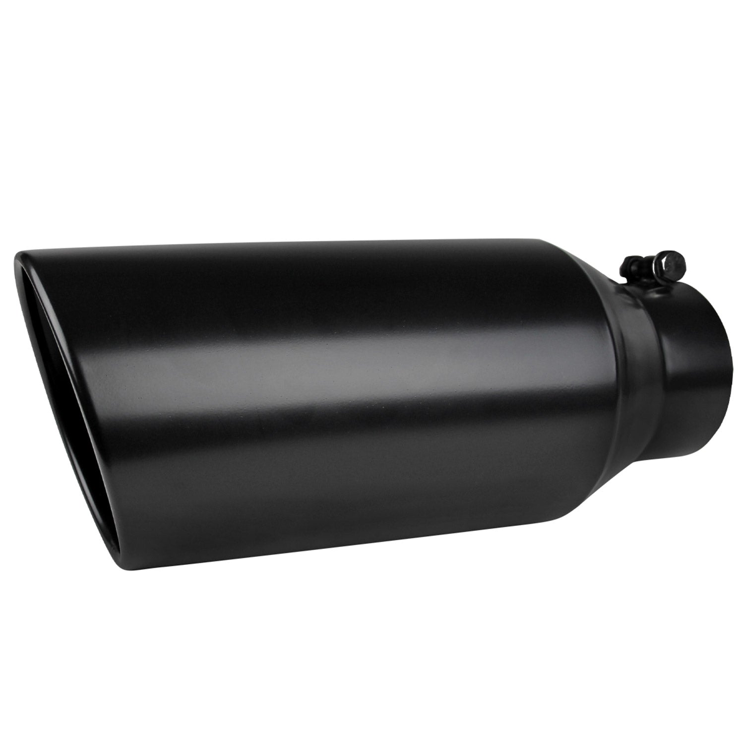 Universal 4" Inlet/6" Outlet Black Stainless Steel Bolt-On Angled Exhaust Tip