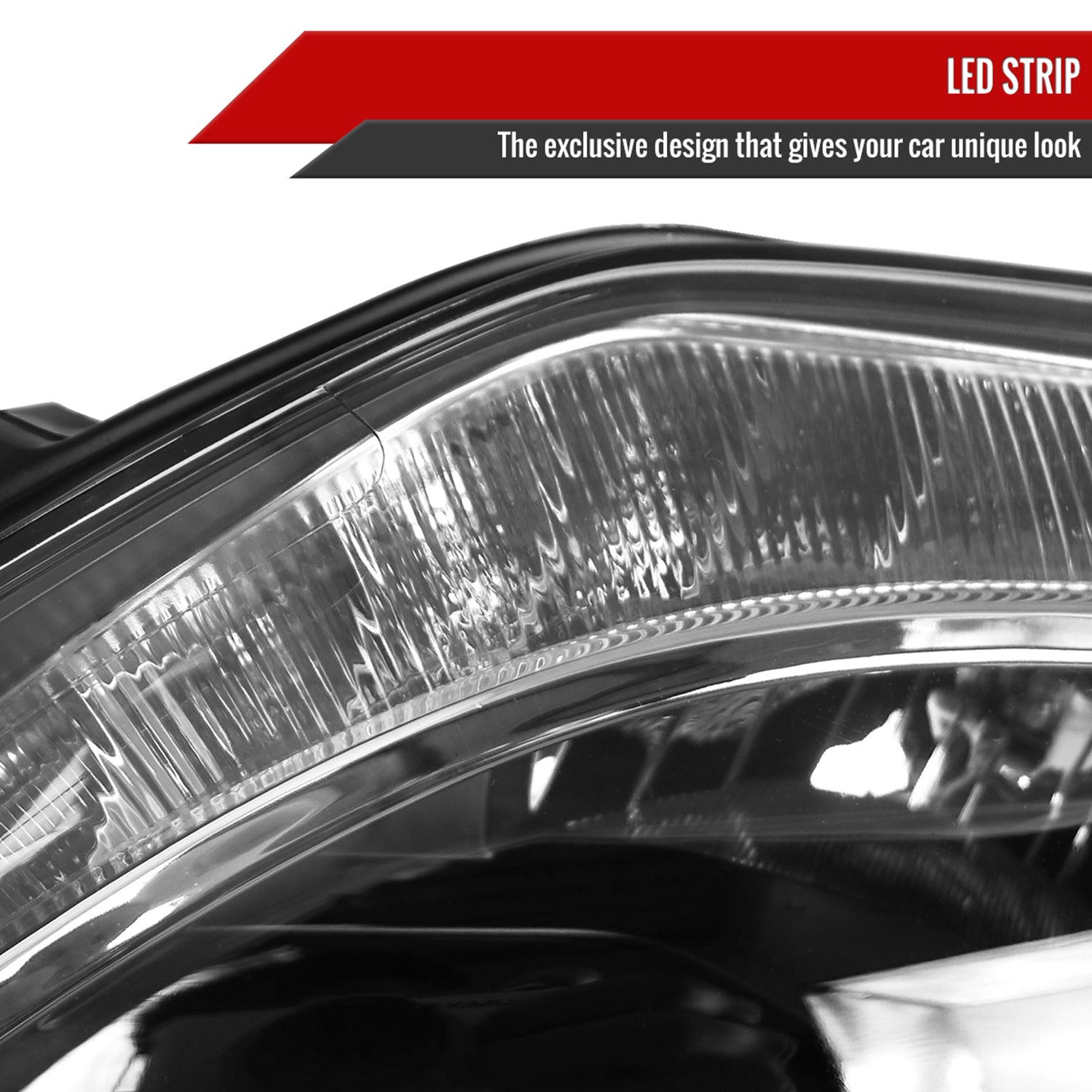 2012-2014 Ford Focus Halo Projector Headlights LED Light Strip Matt Black