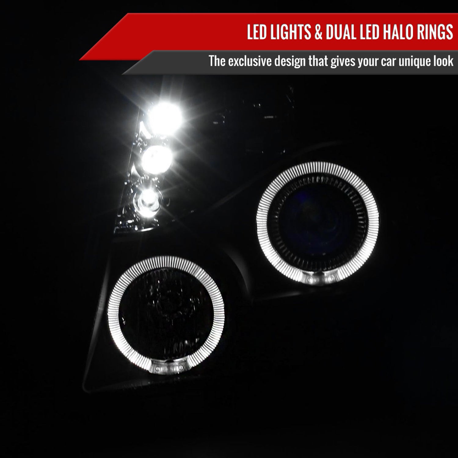 2007-2013 Chevy Avalanche/ 07-2014 Tahoe Suburban Dual Halo Headlights Black