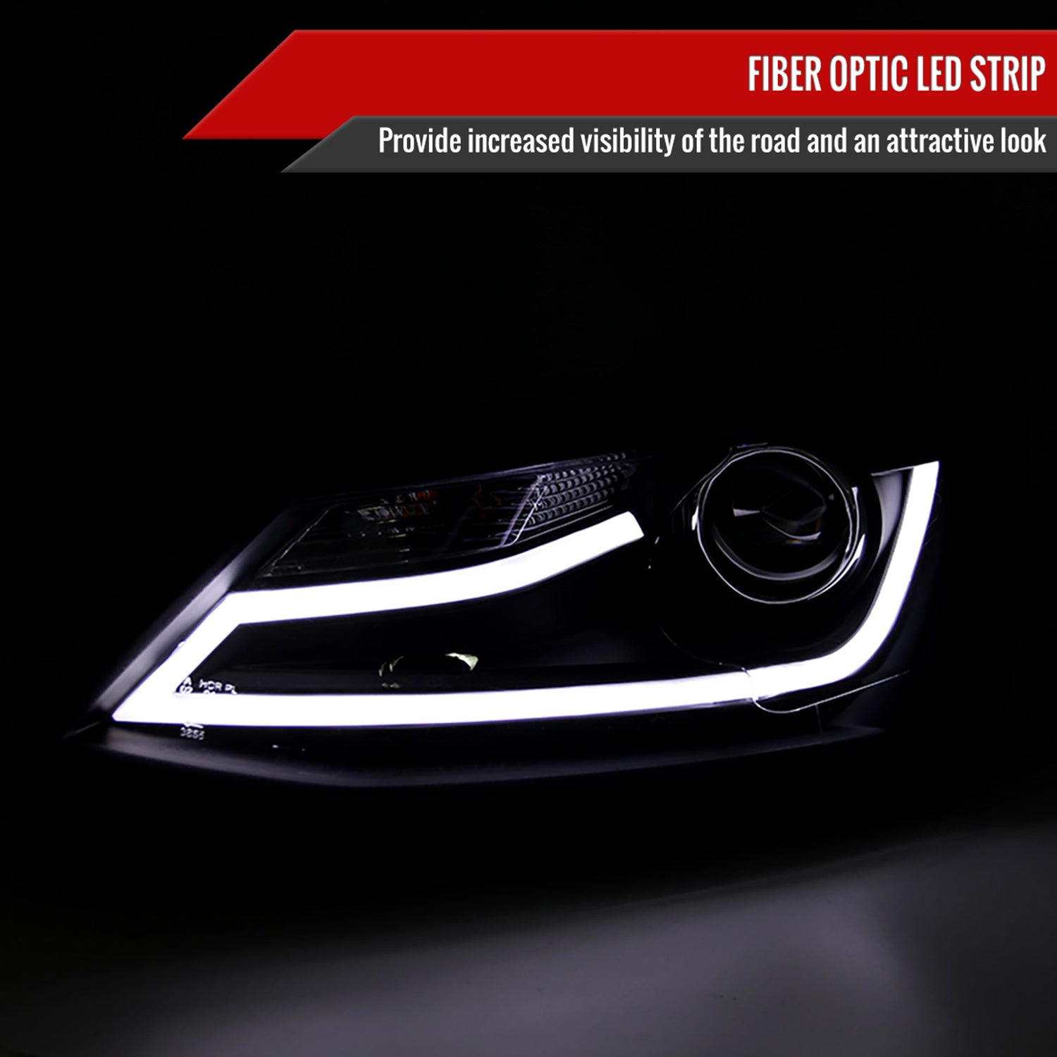 2011-2018 VW Jetta MK6 LED Bar Projector Headlights Matte Black/Clear Lens