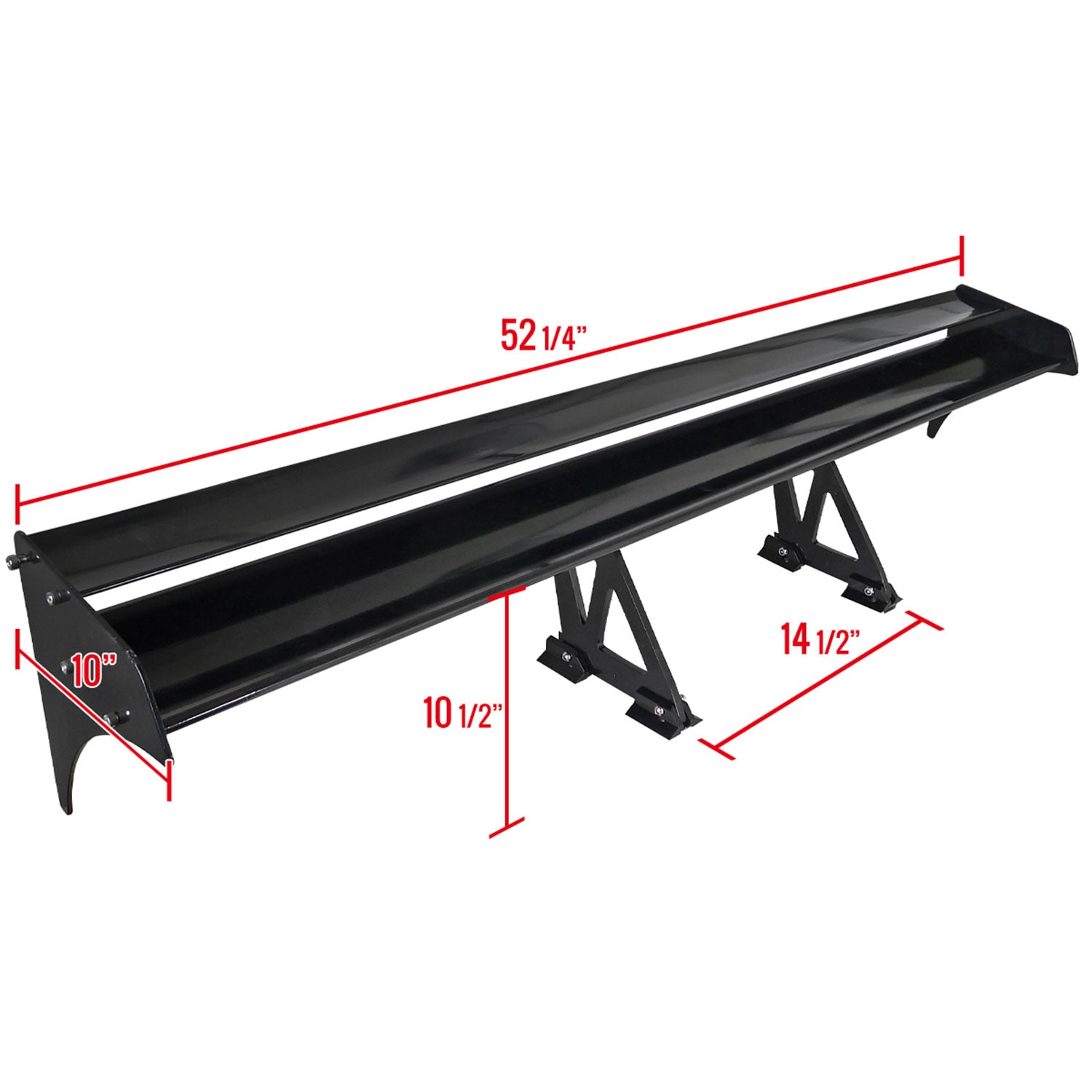 Universal Black CNC Aluminum 52" Non-Adjustable Double Deck Trunk Spoiler Wing
