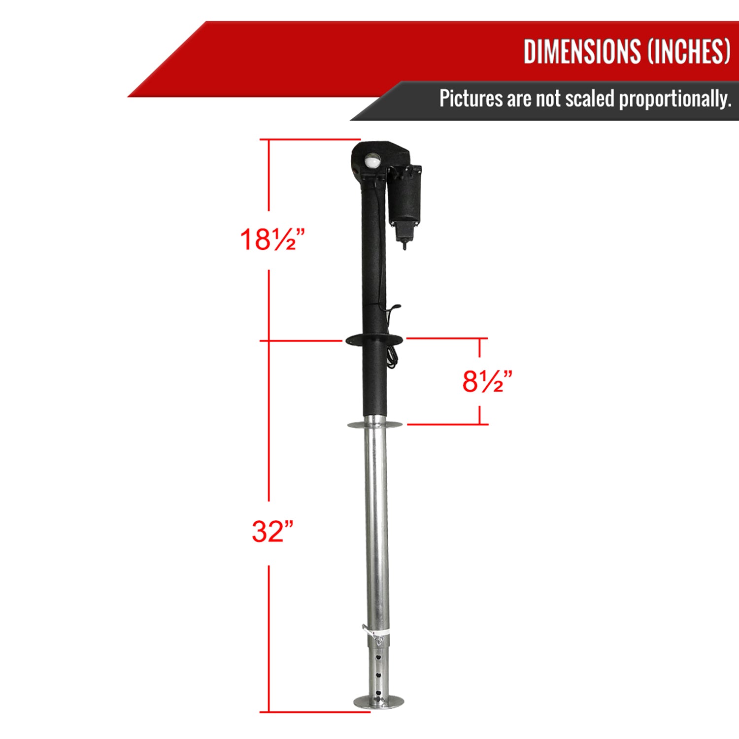 3500LB Universal 12V Electric Tongue Jack for RV Trailer & Camper LED Side Light