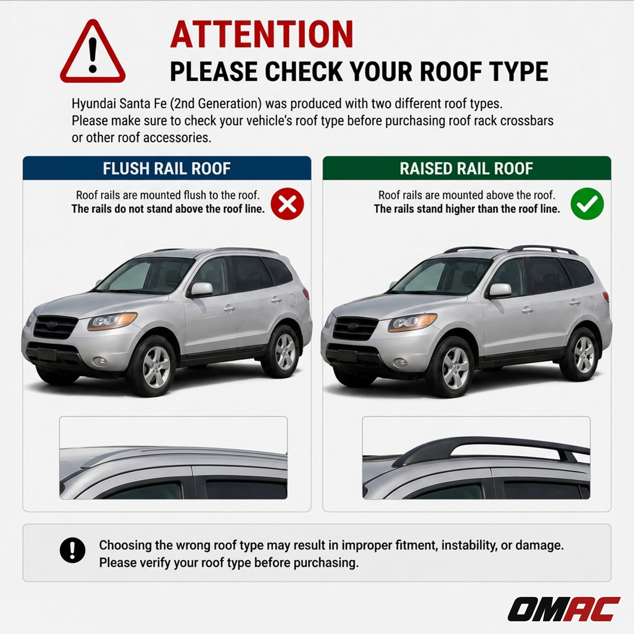 2007-2012 Hyundai Santa Fe Roof Rack Cross Bars Black