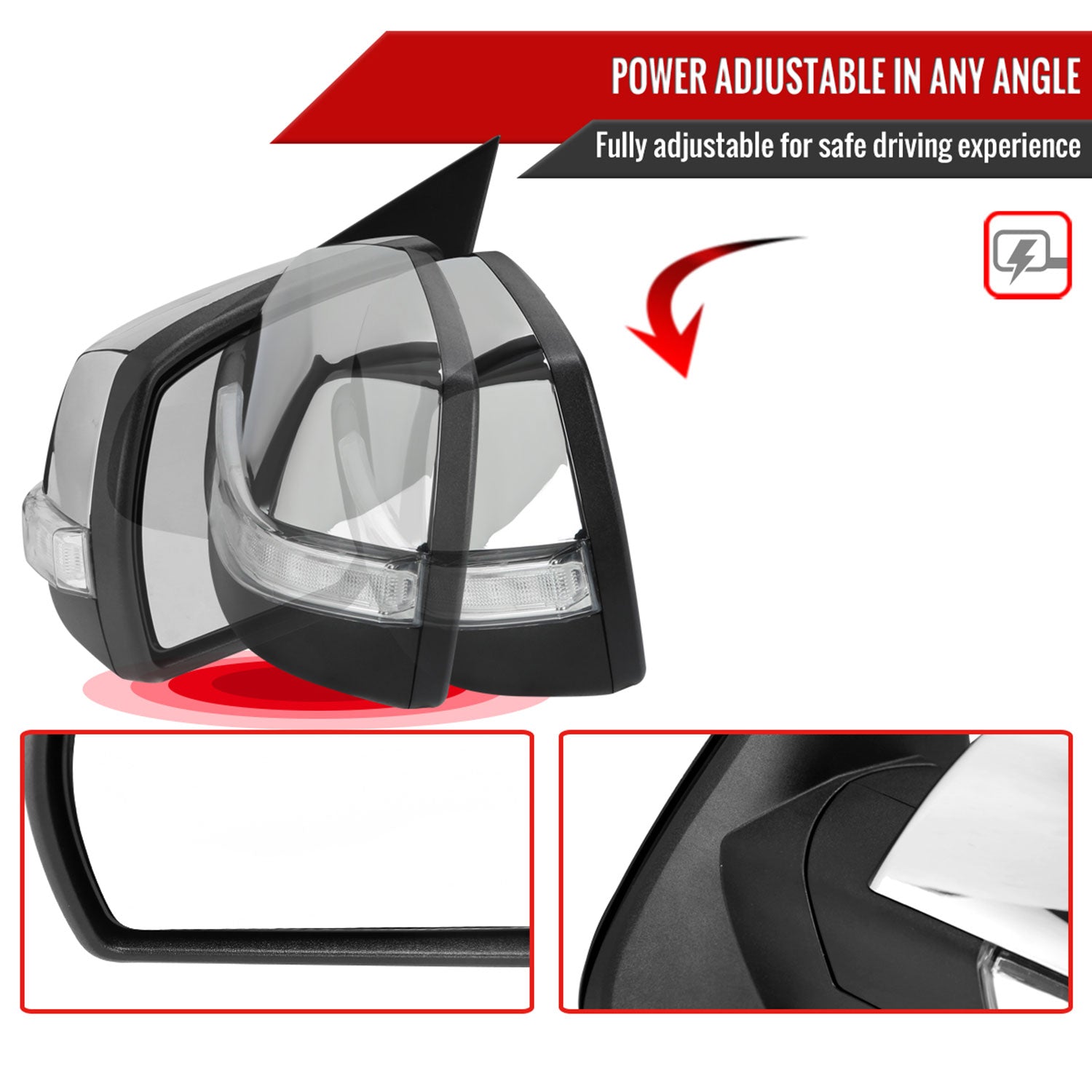 2014-2018 Chevy Silverado/ Sierra Chrome Auto-Fold & Heated Side Mirror Driver