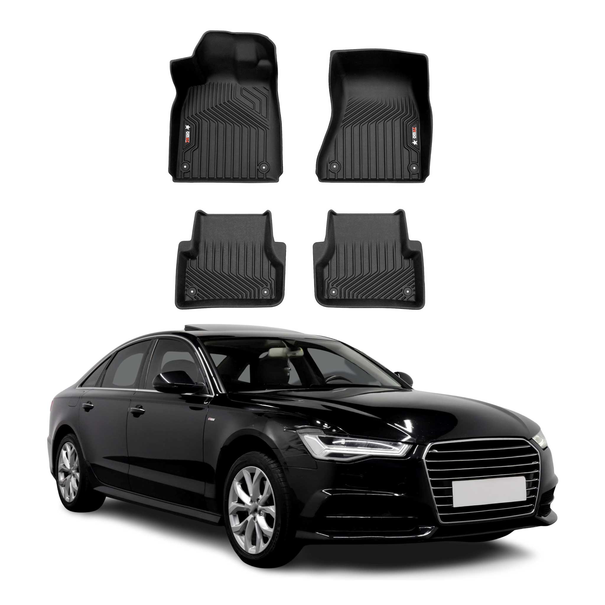 2012-2018 Audi A6 A7 S6 Premium Floor Mats Liners First and Second Row Set Black