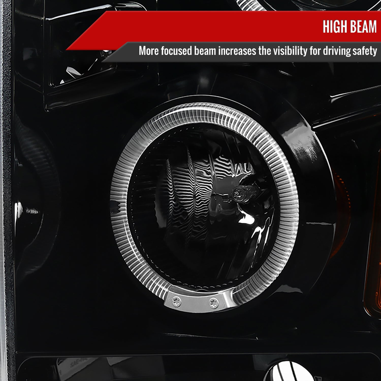 2008-2010 Ford F-250 F-350 F-450 SMD Dual Halo Projector Headlights Jet Black