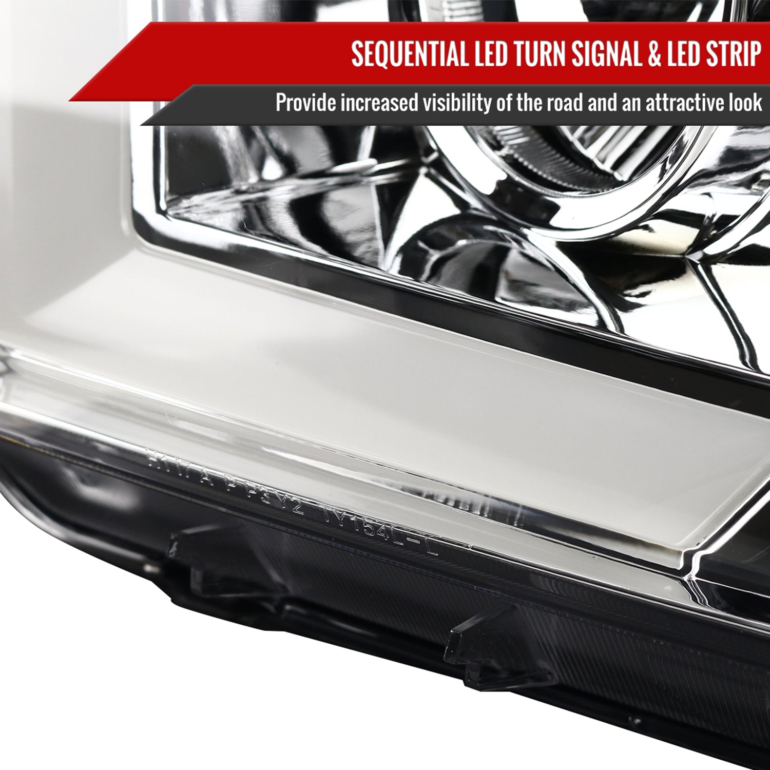 2007-2013 Toyota Tundra/ 08-2017 Sequoia LED CBar Projector Headlights Chrome