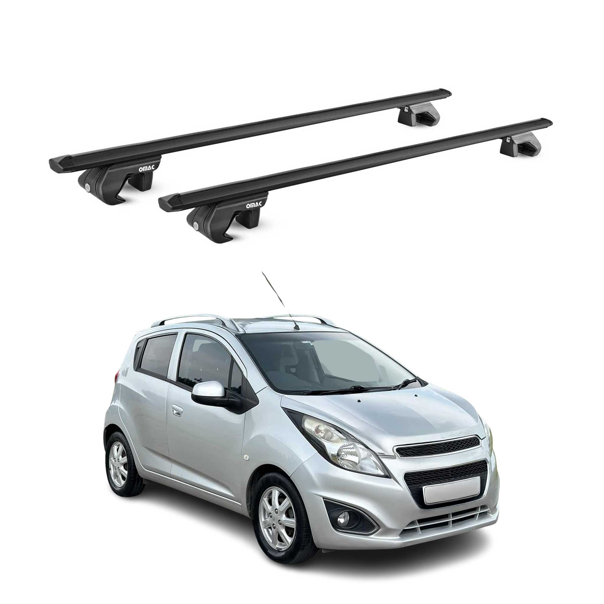 Roof Rack Luggage Carrier for Chevrolet Spark 2013-2015 Aluminium Black 2Pcs