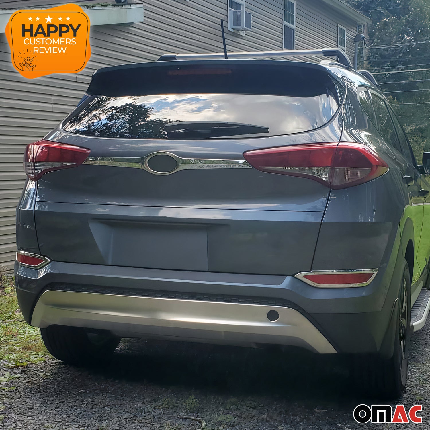 2016-2018 Hyundai Tucson Rear Bumper-Diffusor Trim Protector Silver Stainless Steel
