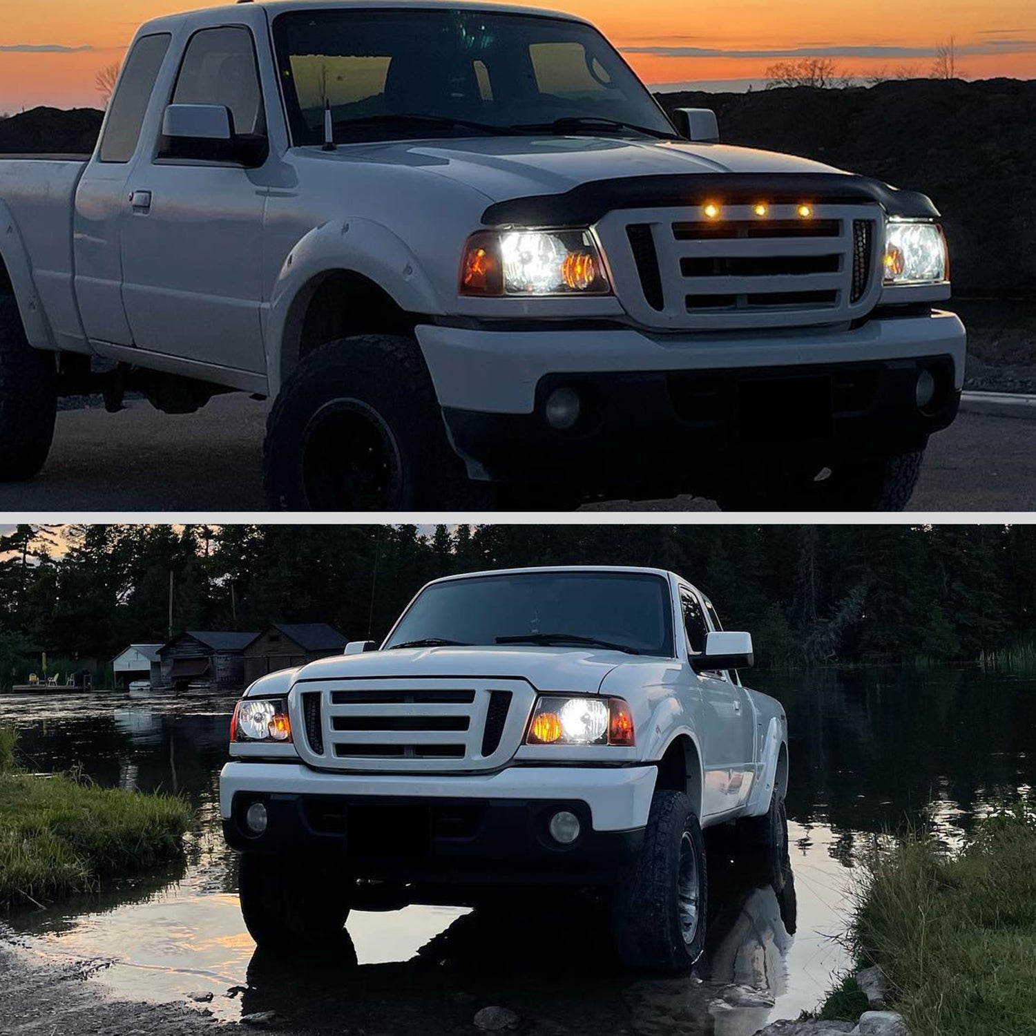 2001-2011 Ford Ranger Factory Headlights Amber Lens Corner Signal Lights Black