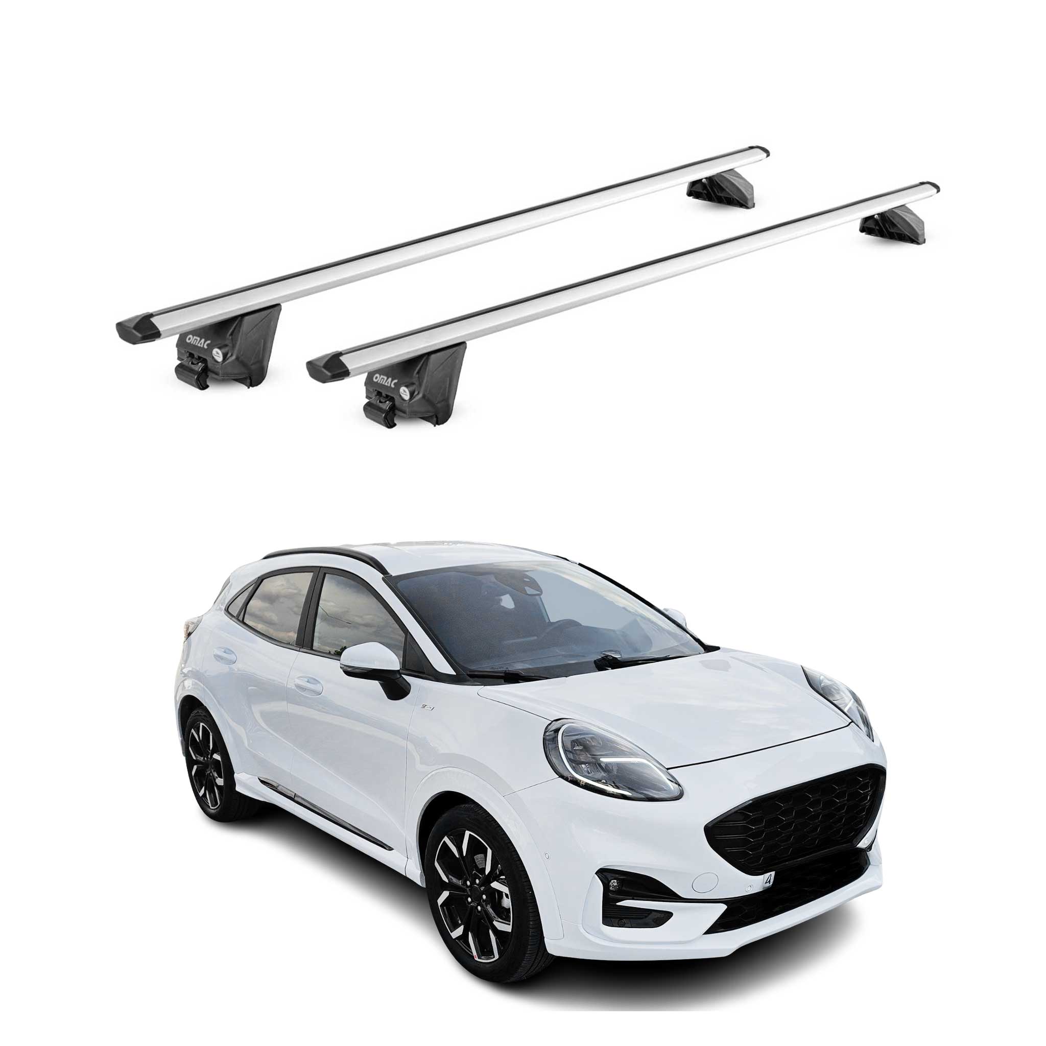 Roof Rack Cross Bars Luggage Carrier for Ford Puma 2019-2024 Alu Silver Grey 2x