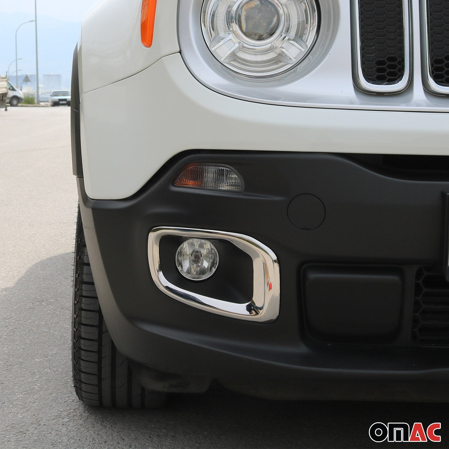 2015-2018 Jeep Renegade Fog Light Lamp Bezel Cover Steel Silver 2 Pcs