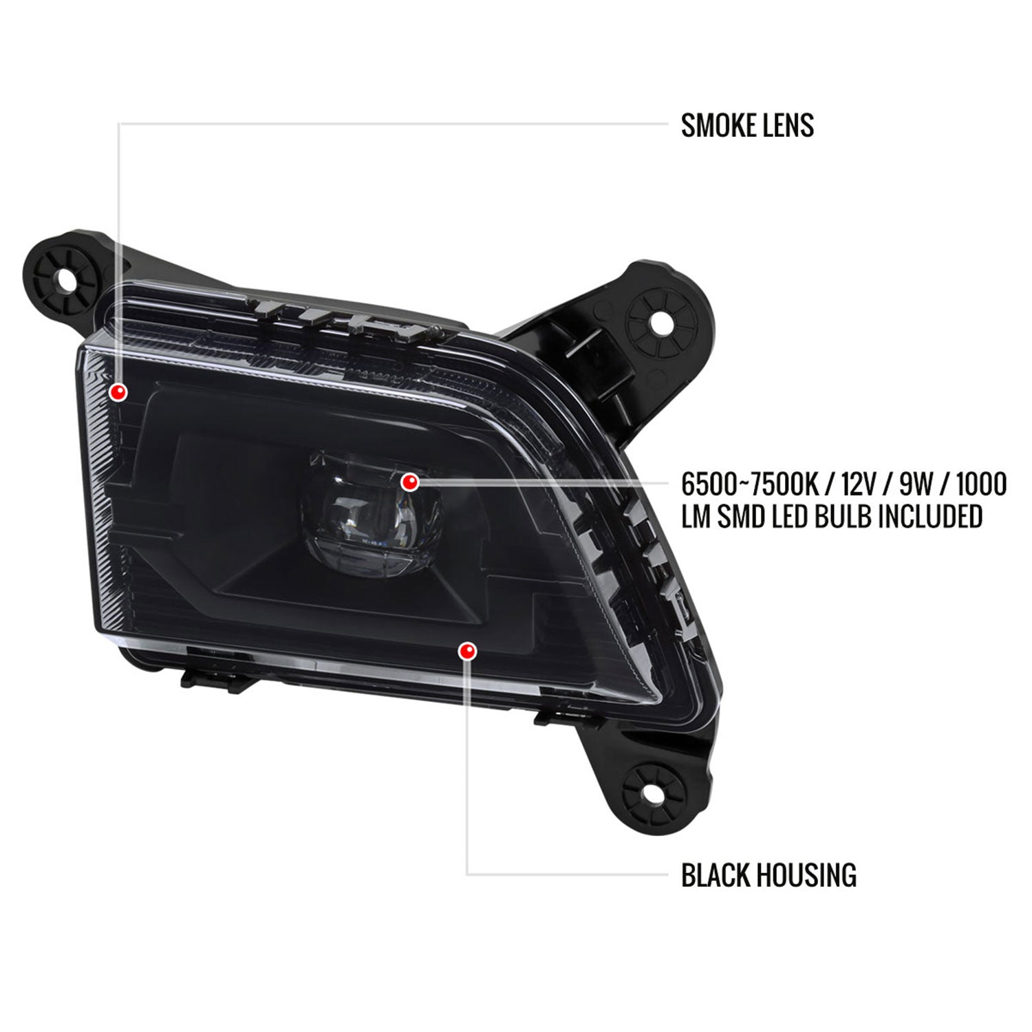 2019-2022 Chevy Silverado 1500 LED Fog Lights Kit Chrome Housing/Smoke Lens